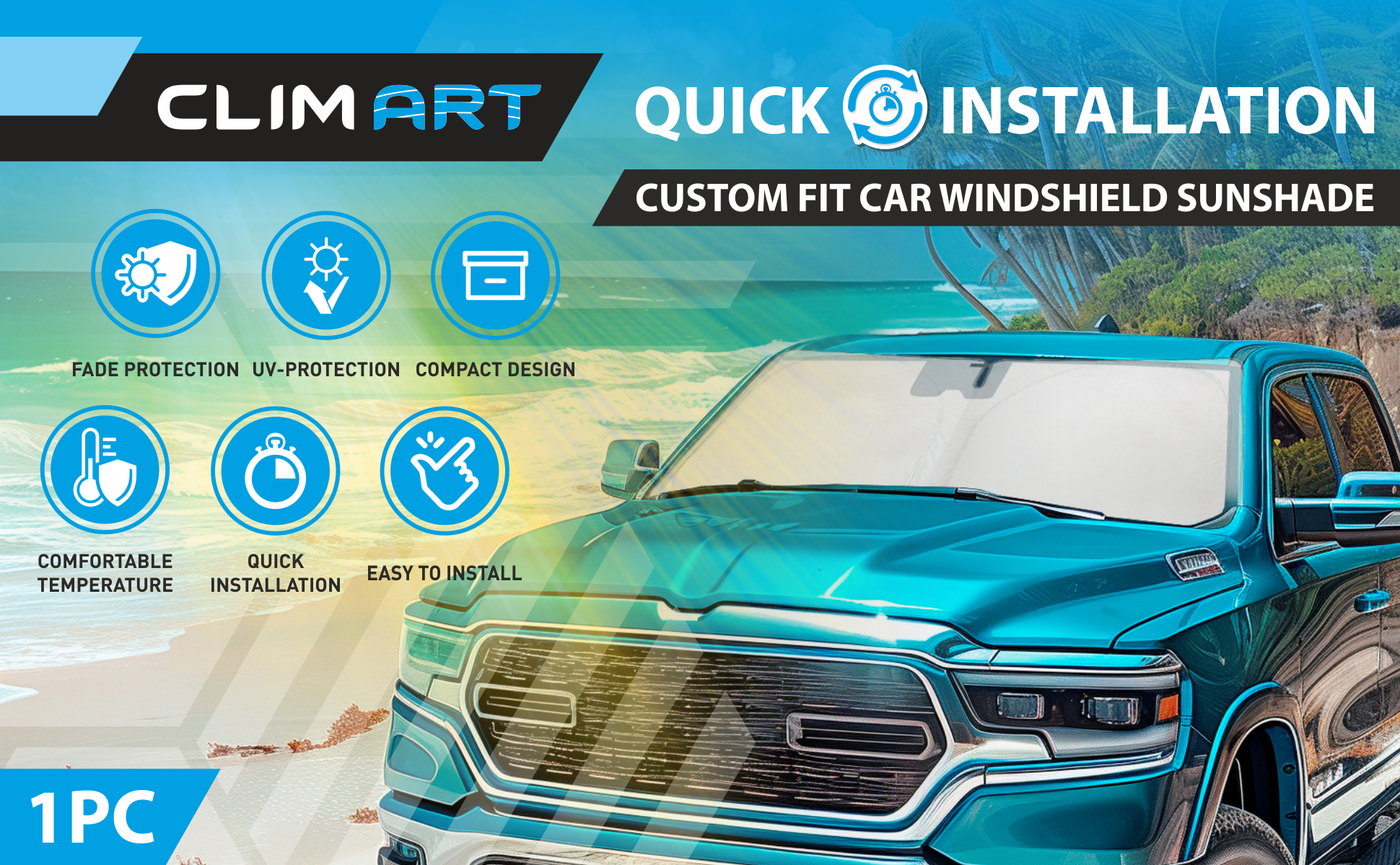 thumbnail video image 2 of CLIM ART Windshield Sun Shade for Hyundai Sonata 2020-2025, Custom-Fit Foldable Car Sunshade, Vehicle Sun Protector, Front Auto Windshield Cover, Car accessories - WS3033, 2 of 8