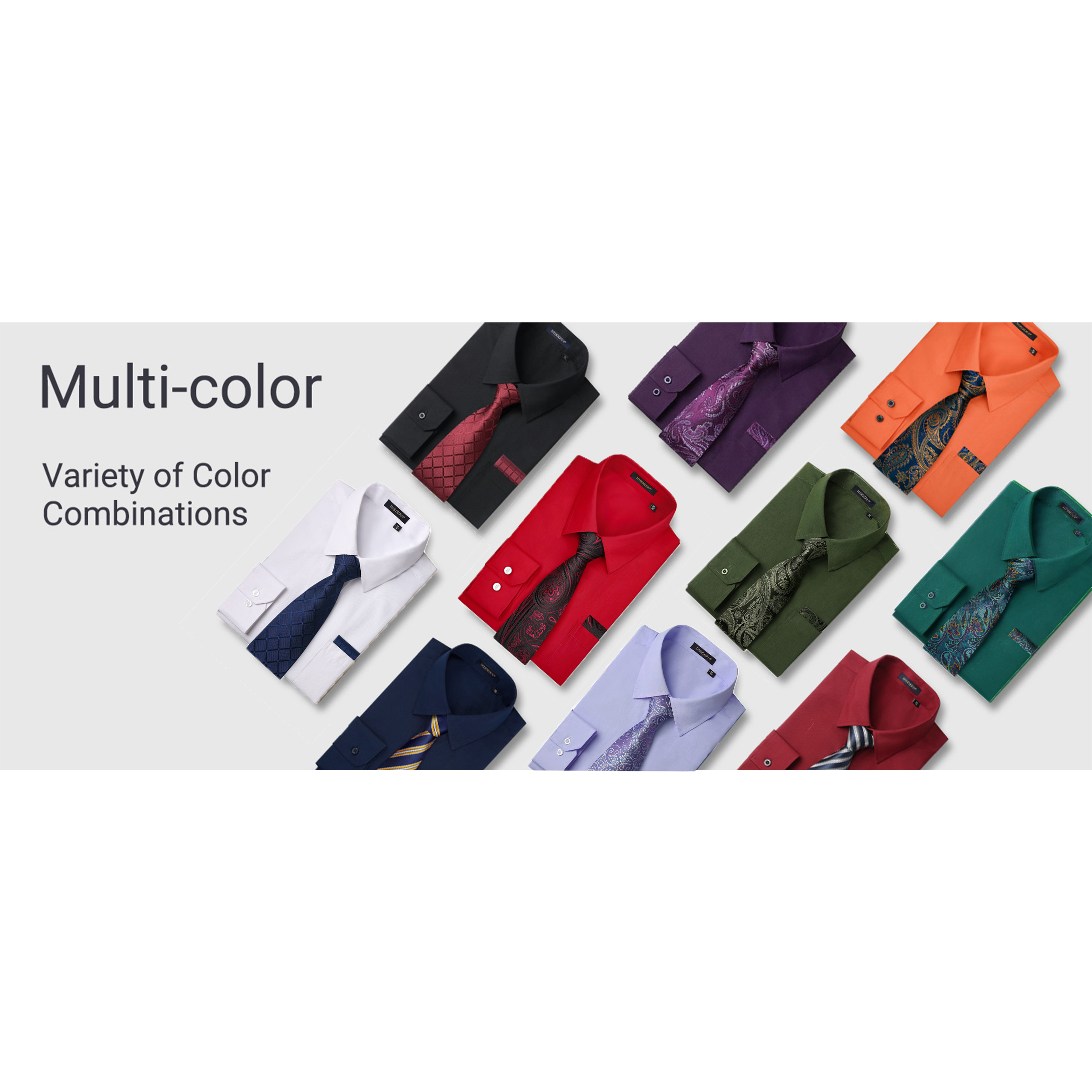 thumbnail video image 2 of HISDERN Mens Long Sleeve Dress Shirt with Matching Tie and Handkerchief Set Formal Green Button Down, 2 of 9