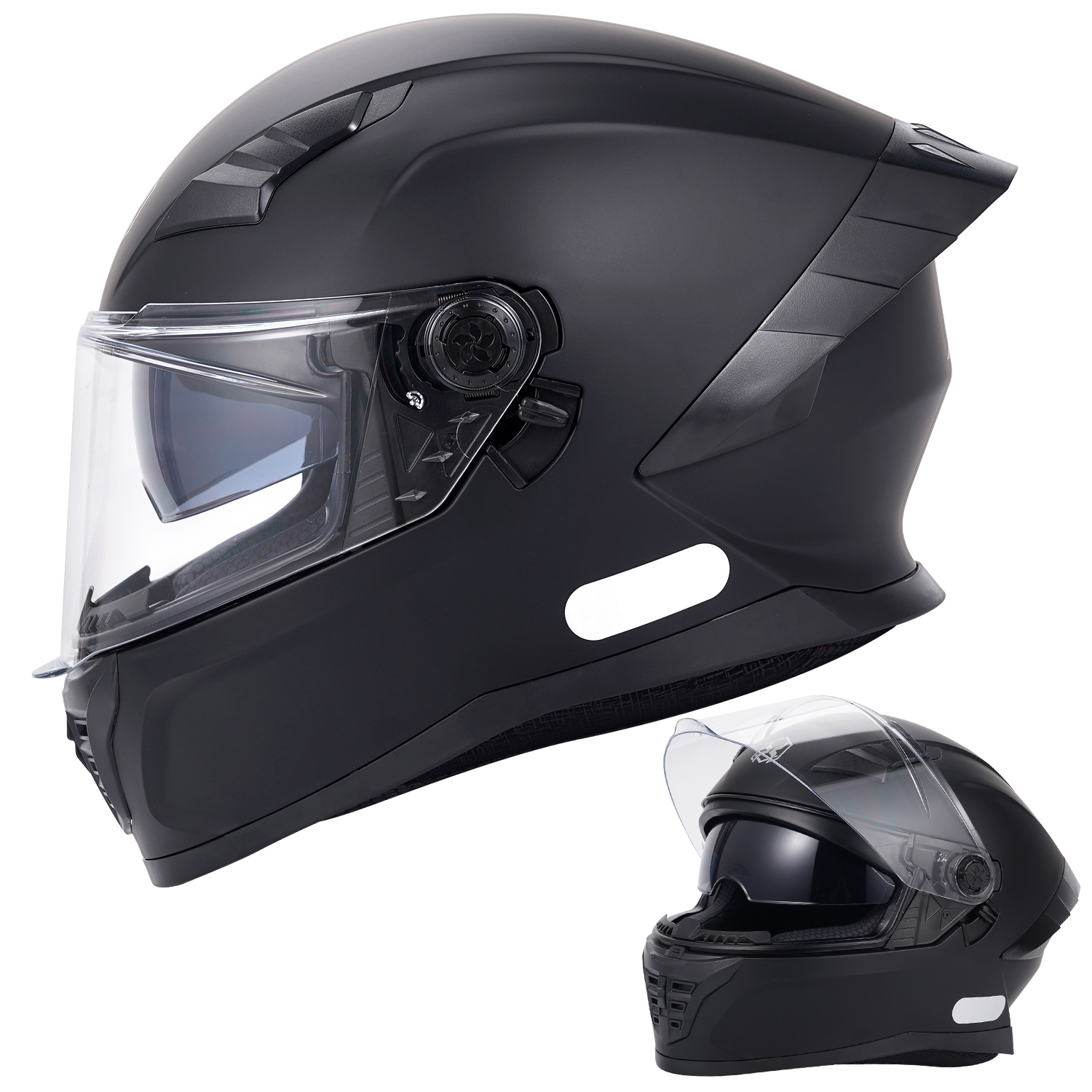 thumbnail video image 2 of XiongXiong Full Face Motorcycle Helmets, DOT Approved Dual Visor Motorbike Helmet for Adults Men Women, for ATV, Dirt Bike, Snowmobile, Matte Black, L, 2 of 13