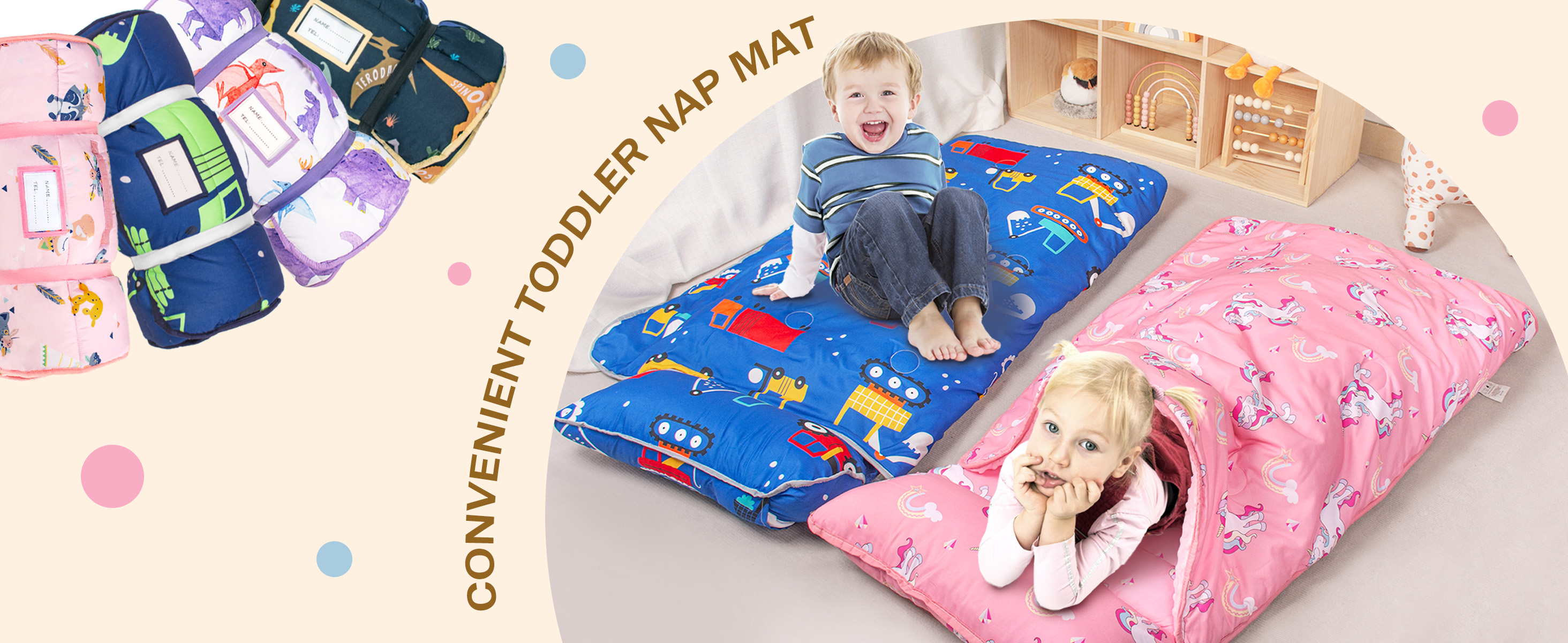 thumbnail video image 2 of Primlect Nap Mat, 55" x 22" x 2", Thickened Sleeping Bags with Removable Pillow, for Daycare, 2 of 7