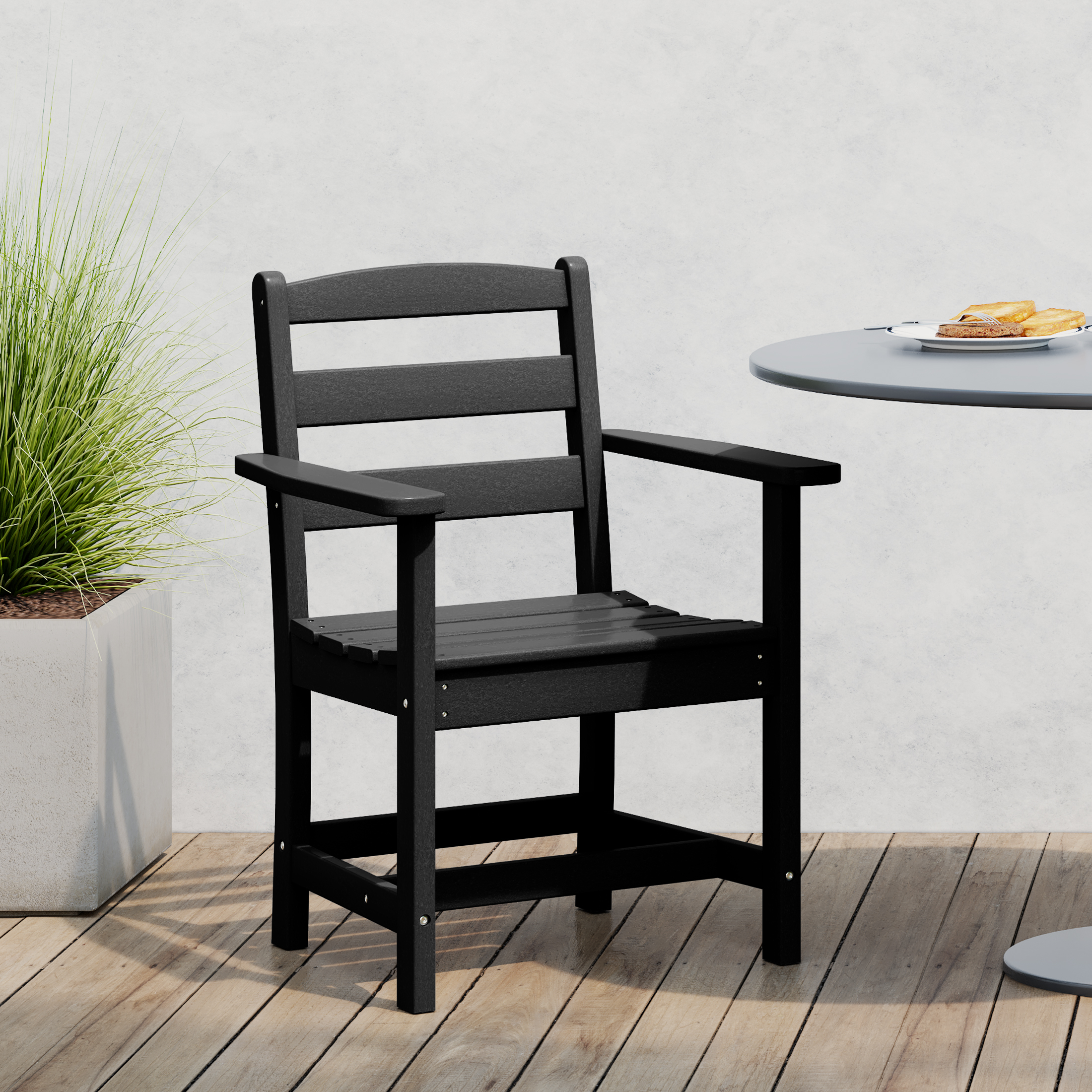 thumbnail video image 2 of WestinTrends Ashore Outdoor HDPE Patio Classic Dining Arm Chair, Sand, 2 of 16
