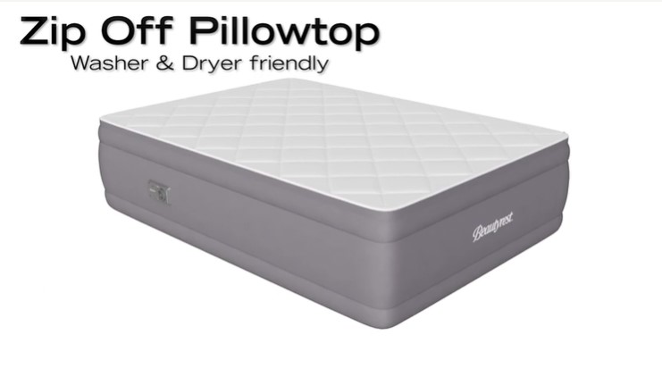 thumbnail video image 2 of Beautyrest 20-Inch Queen Cushion Aire Quilted Pillow Top Air Mattress with Built-in Pump, 2 of 18