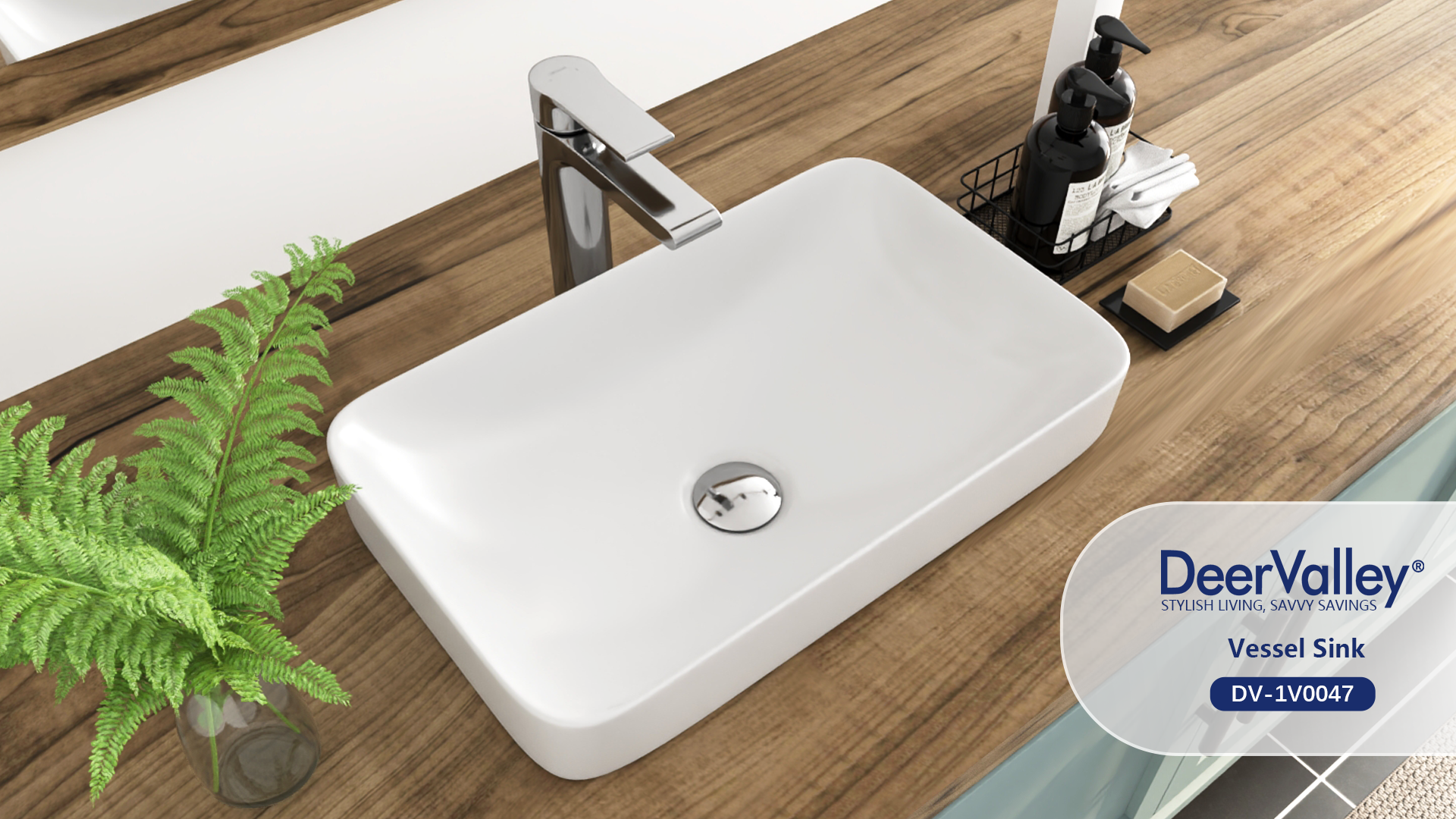 thumbnail video image 2 of DV-1V0047 DeerValley Ally 19'' x 12'' Drop-In Bathroom Sink Semi-Recessed Vessel Sink Rectangular Above Counter Basin, 2 of 16