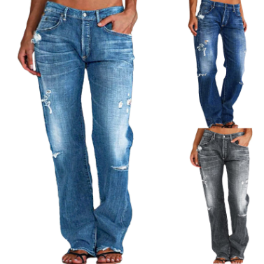 thumbnail video image 2 of DondPO Womens Jeans,Sweatpants Women Straight Leg Jeans For Women Ripped Hem Low Waisted Jeans For Women Cargo Pants Women,Pants for Women,Grey Pants XXL, 2 of 9