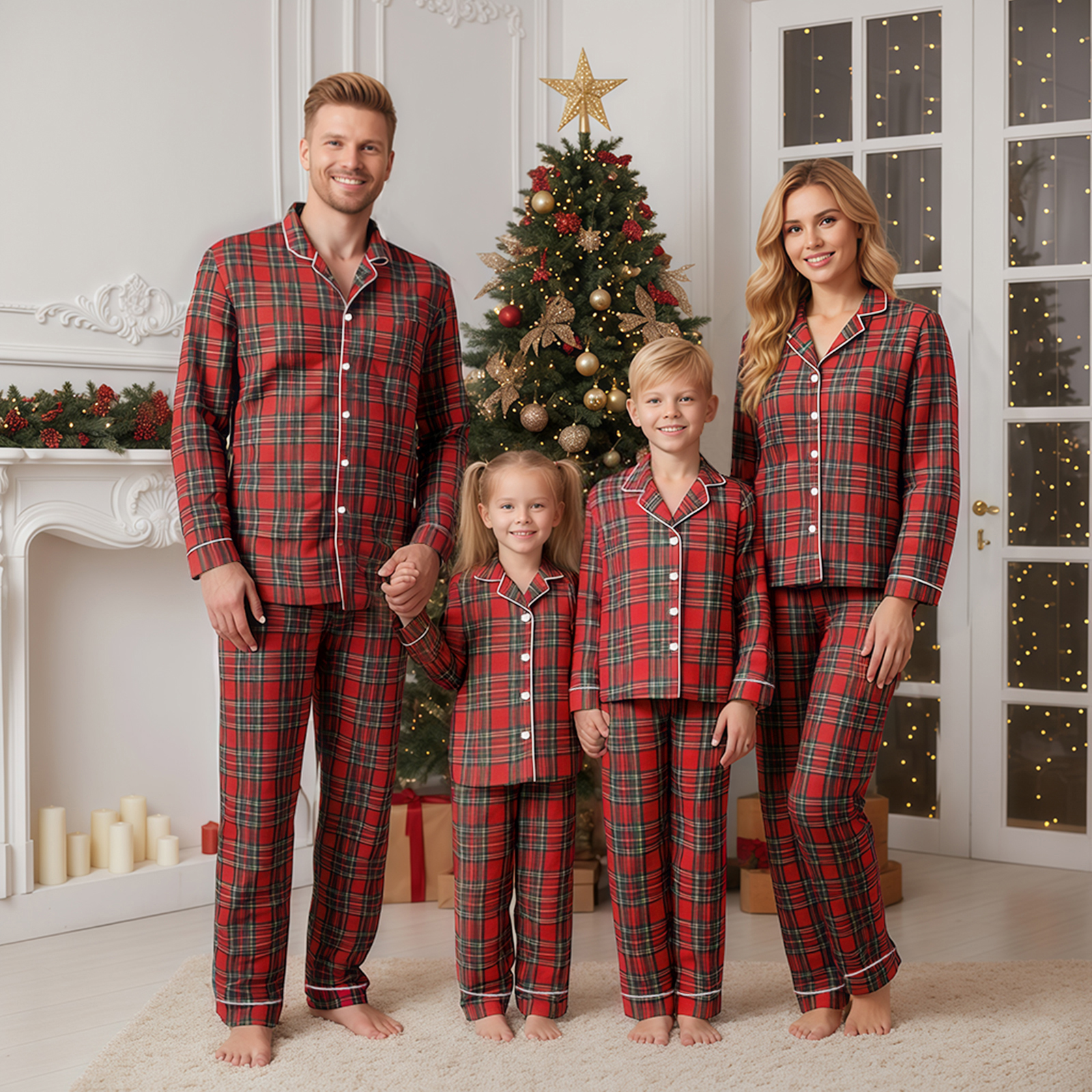 thumbnail video image 2 of AceBaby Christmas Family Pajamas Sets Plaid Print Holiday PJs Sleepwear Loungewear for Man/Woman/Kid/Baby/Dog, 2 of 11