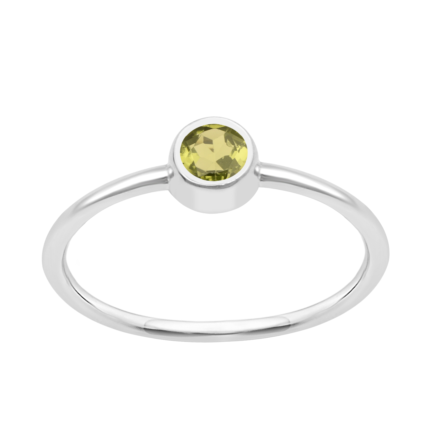 thumbnail video image 2 of Bezel Set 0.25 Ctw Round Shape Peridot 925 Sterling Silver Solitaire Women Wedding Ring, 2 of 7