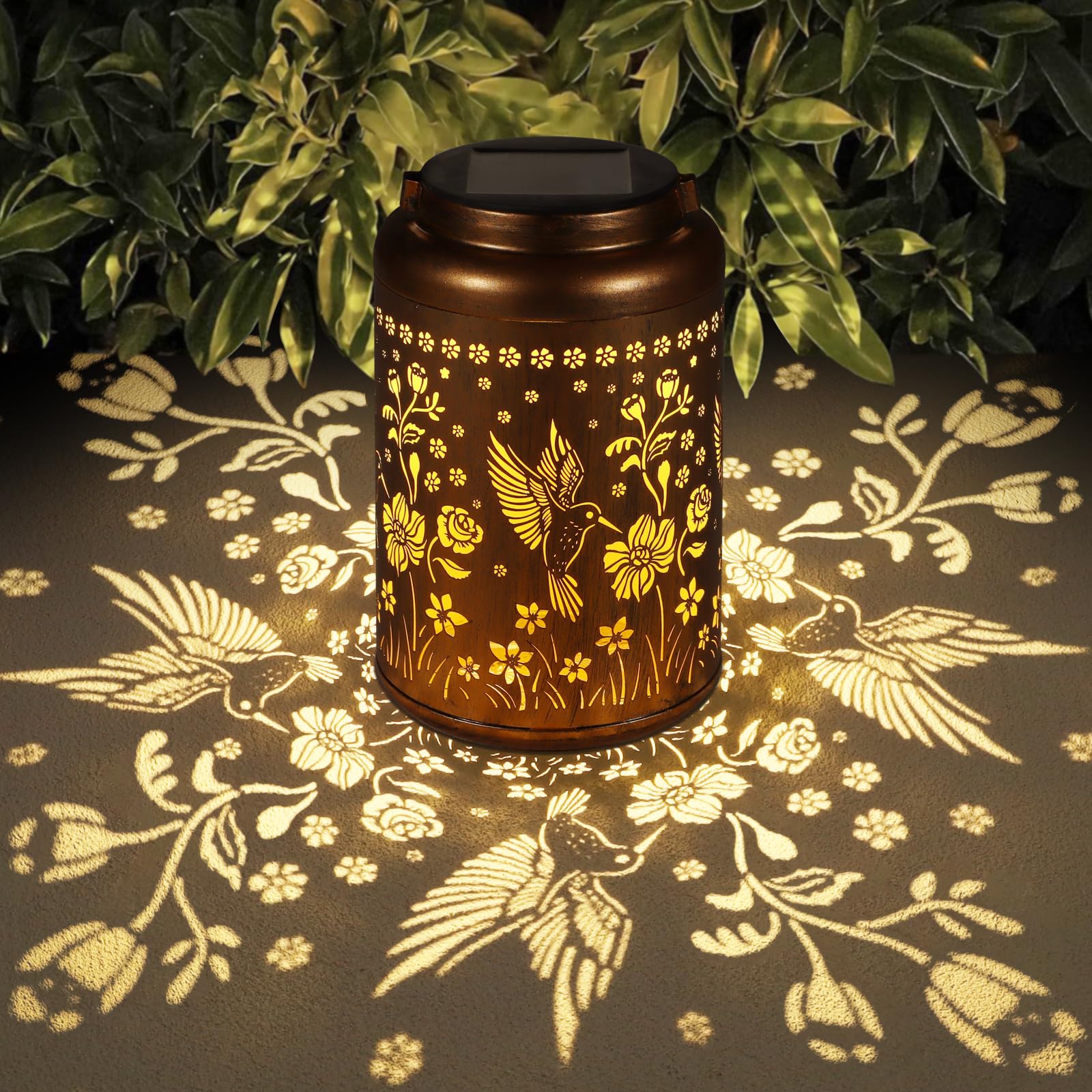 thumbnail video image 2 of Solar Lanterns Outdoor Waterproof Hummingbird Garden Decor Gifts for Women Mom Grandma Hanging Solar Lights Metal Solar Decoration Outside for Yard, Patio,Backyard,Porch, 2 of 8