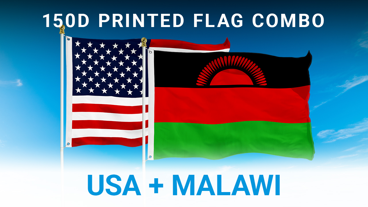 thumbnail video image 2 of G128 Combo Pack: American USA Flag 3x5 Ft & Malawi Flag 3x5 Ft | Both LiteWeave Pro Series Printed 150D Polyester, Brass Grommets, 2 of 9