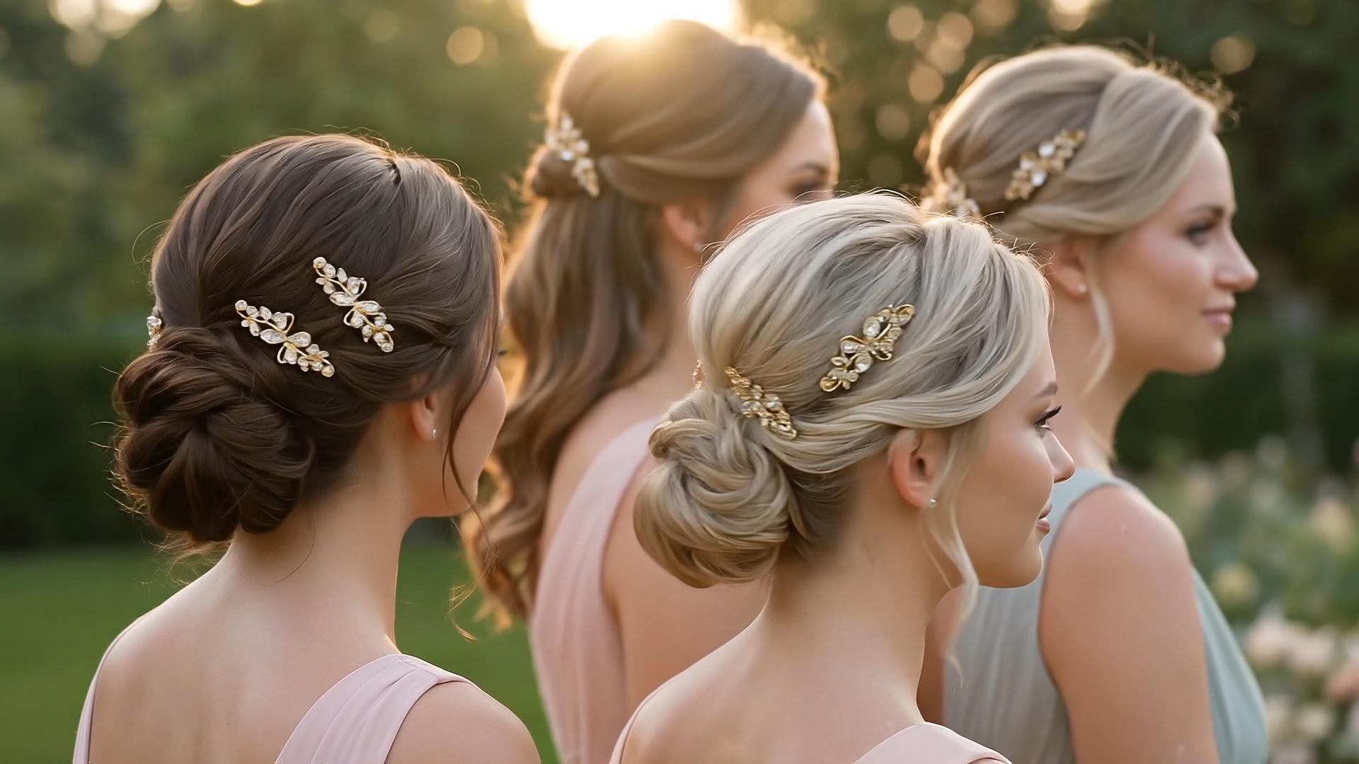thumbnail video image 2 of Miallo 8 Pcs Gold Rhinestone Hair Clips Set, Vintage Flower & Butterfly Bobby Pins for Women, Decorative Crystal Hair Slides for Bangs, 2 of 7