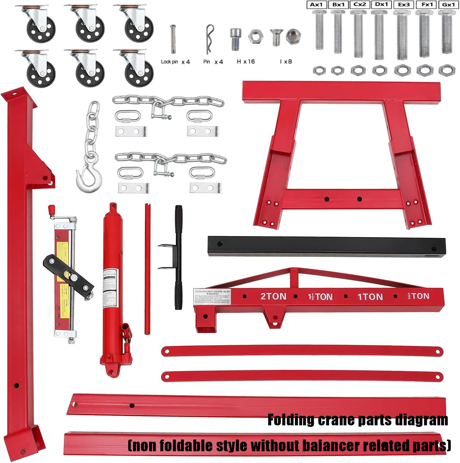 thumbnail video image 2 of Engine Hoist Cherry Picker Shop Crane, 2 Ton Capacity, 8T Pump Efficiency, 2.75in Steel Frame, Shop Crane, for Warehouse, Construction Site, 2 of 9
