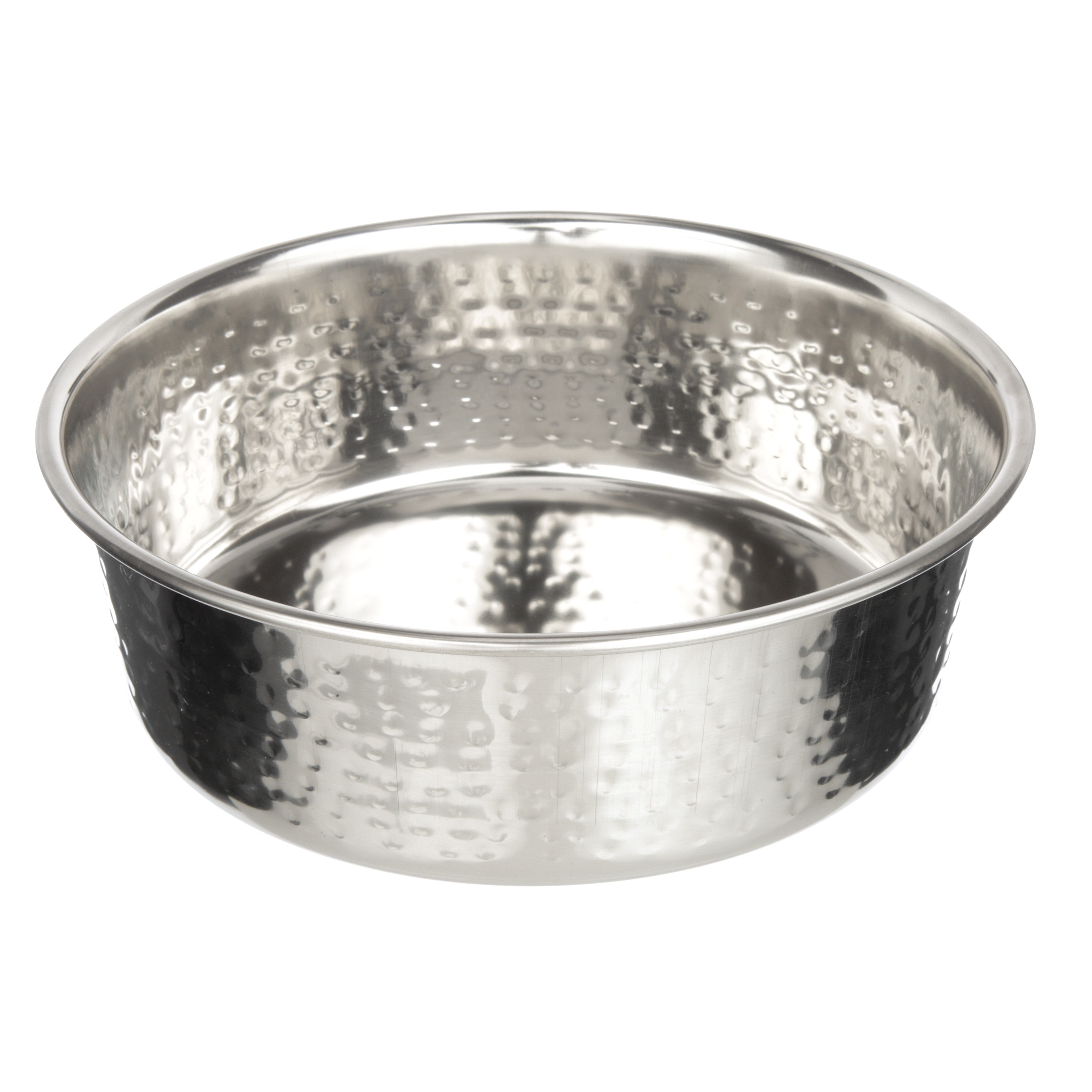 Hammered Stainless Steel Pet Bowl - Decorative & Stylish Dog