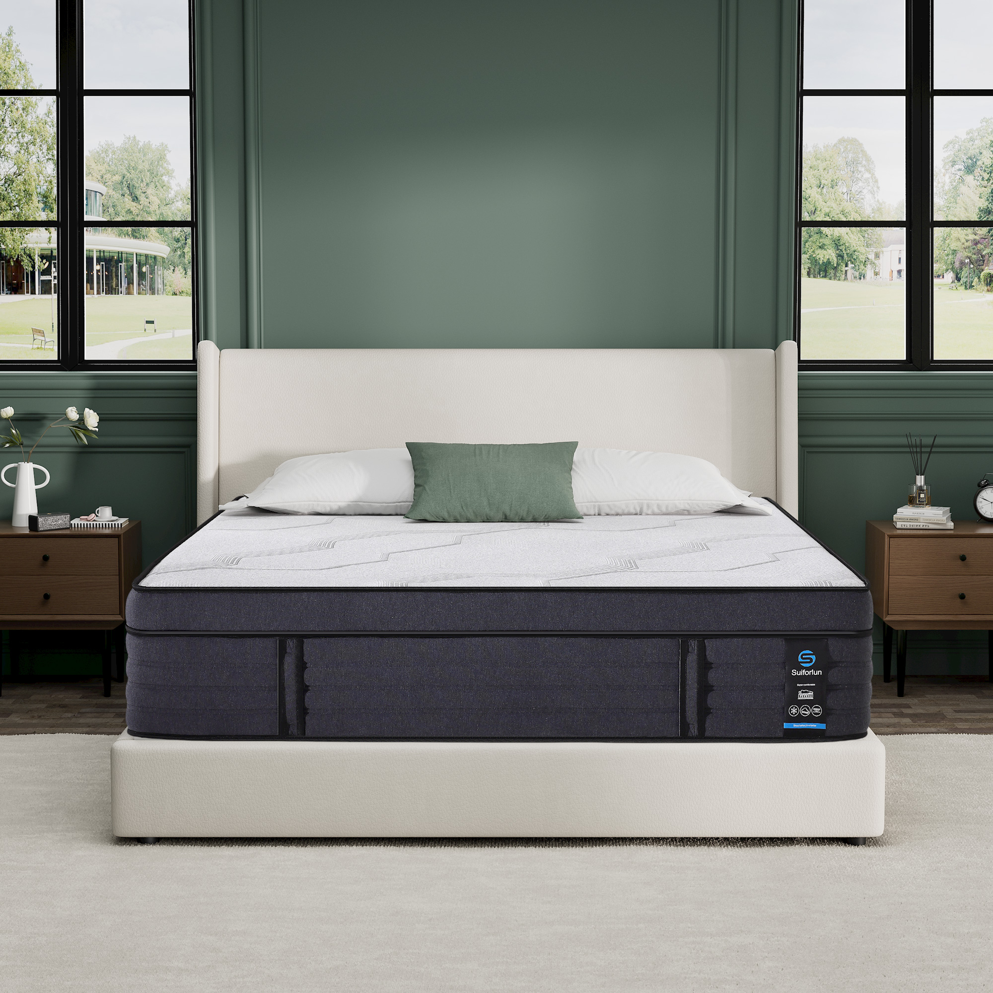 thumbnail video image 2 of Suiforlun 15 inch Queen Size Mattress Cooling Gel Memory Foam & Spring Hybrid Medium Mattress with Pressure Relief, 2 of 8