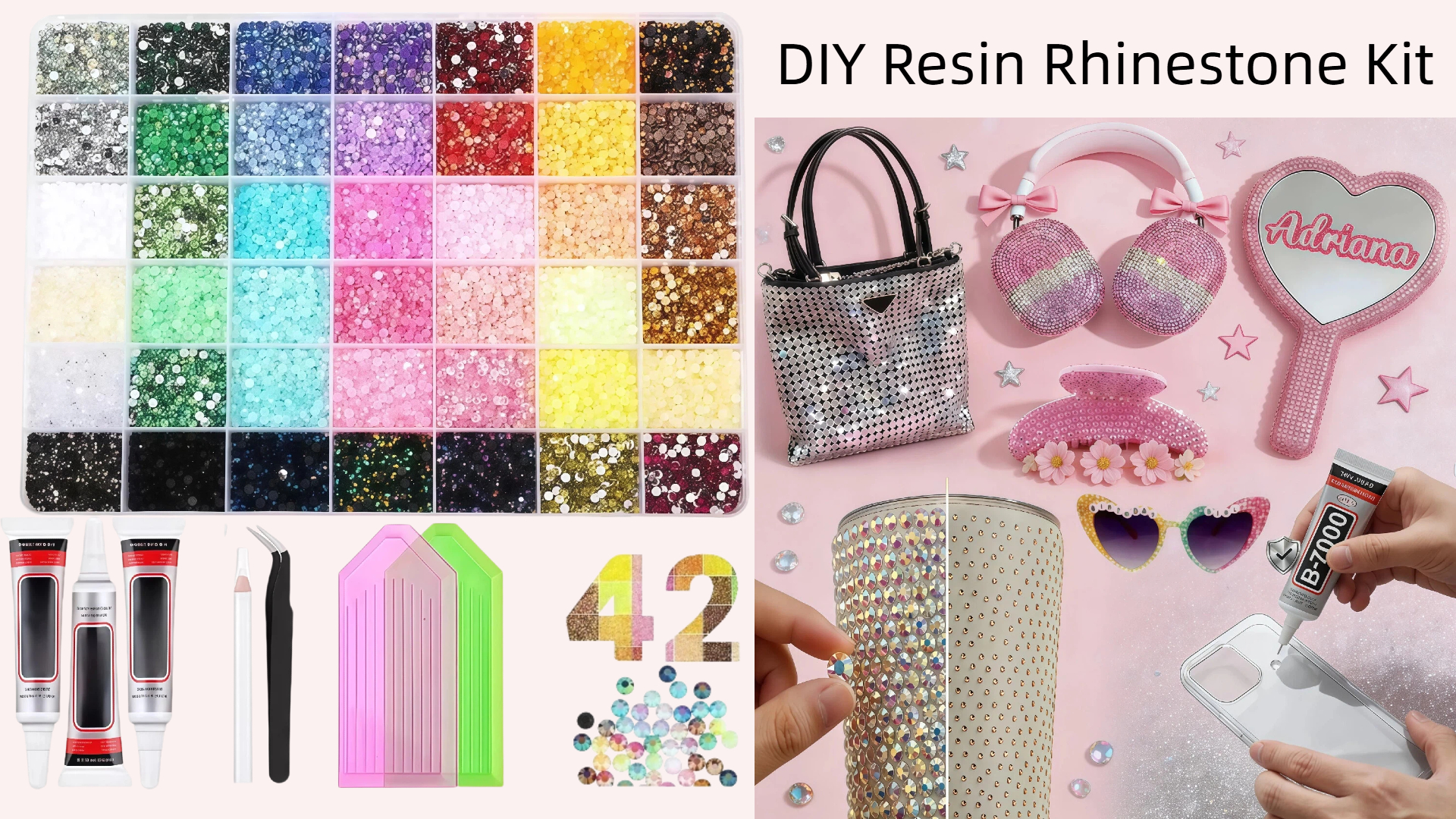 thumbnail video image 2 of 42 Color DIY Resin Rhinestone Kit 32000 Pcs 2-3mm Multicolor Book Bedazzling Kit for Diamond Painting, Clothes, Cup, Shoes, Nails & Craft Projects, 2 of 11