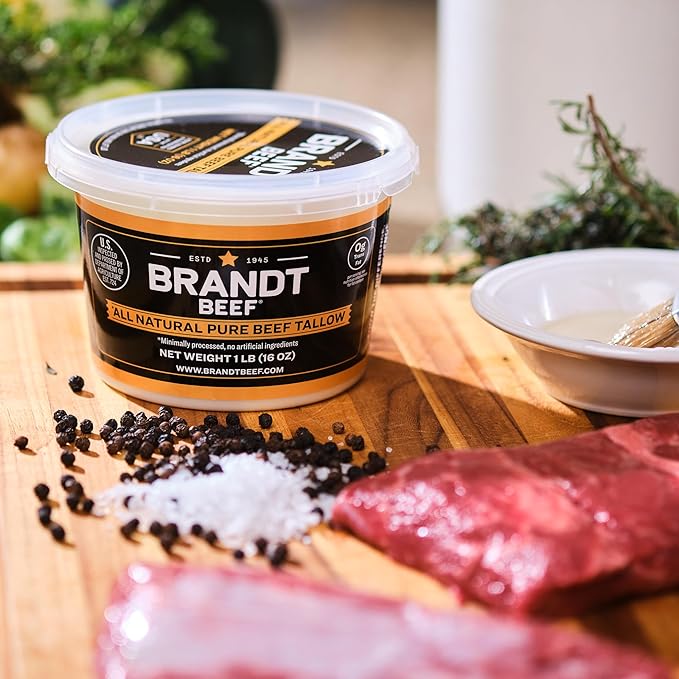 thumbnail video image 2 of Brandt Beef Tallow – 100% Pure Beef Tallow for Cooking | 16 oz (1 lb) Tub Beef Tallow for Deep Frying | High Smoke Point | No Additives or Preservatives | Sustainably Sourced | Family-Owned Ranch USA, 2 of 7