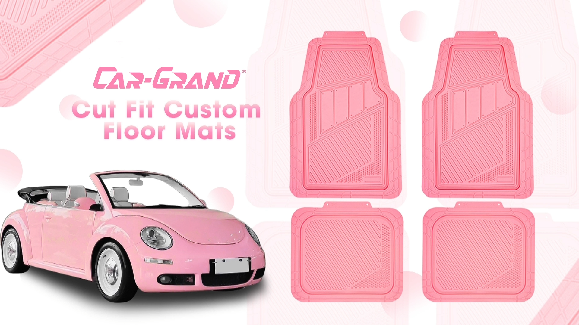 thumbnail video image 2 of Car-Grand All Black rubble heavy duty car floor mats all weather durable full set anti-slip waterproof automotive floor mats for woman girly cute trim-to-fit for car SUV ruck, 2 of 7