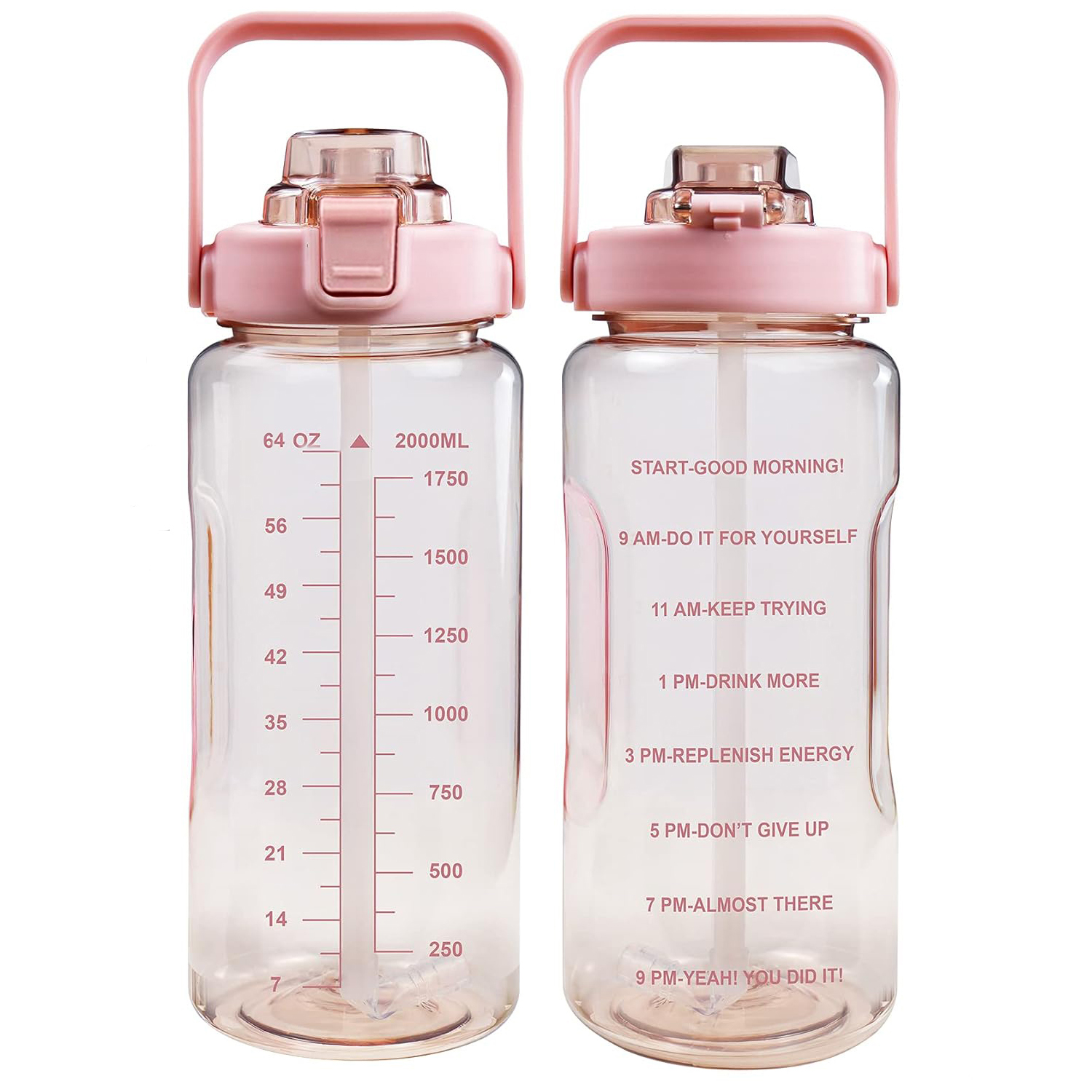 thumbnail video image 2 of 64OZ Motivational Water Bottle with Straw & Time Marker Leakproof Large Sports Water Bottle Blue, 2 of 8