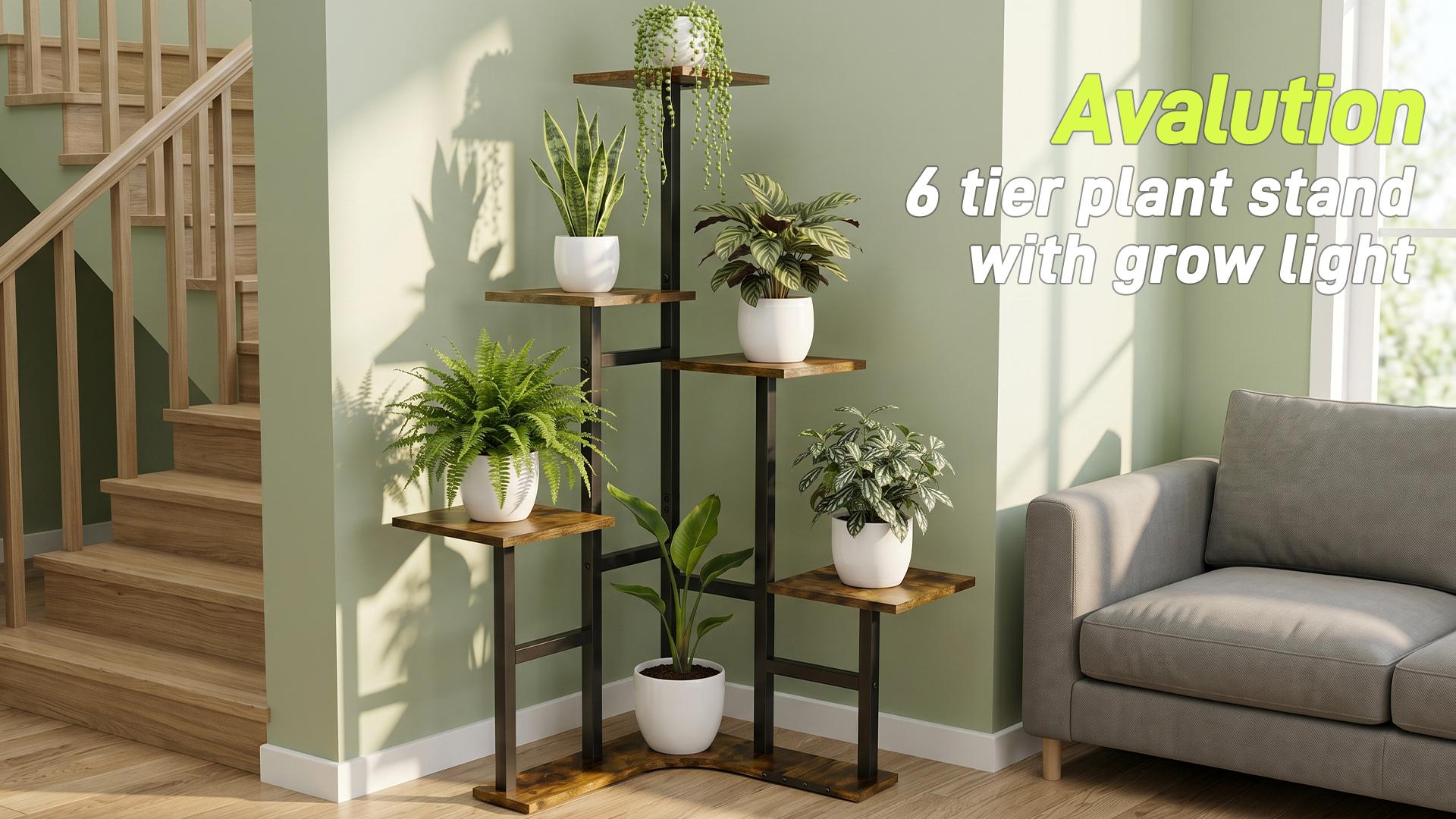 Avalution 6 Tier Plant Stand Indoor, Metal Plant Shelf for Multiple ...