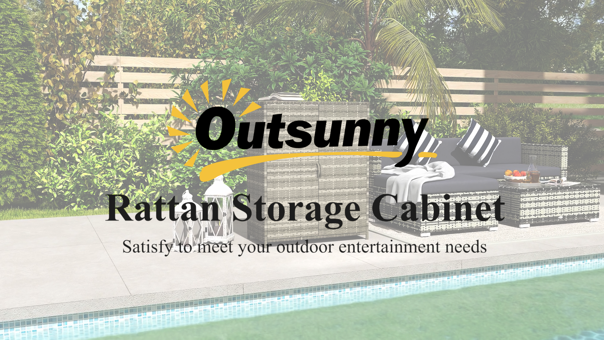 thumbnail video image 2 of Outsunny Wicker Outdoor Storage Cabinet with Shelves, 2-Door Rattan Outdoor Pool Towel Storage Cabinet for Garden, Backyard, Porch, Dark Gray, 2 of 10