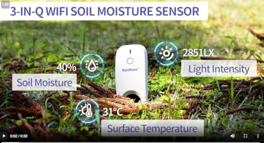 thumbnail video image 2 of Wi-Fi Soil Moisture Meter, Soil Temperature & Humidity Monitor for Garden & Farm, includes Mini Wi-Fi Smart Gateway Hub, Compatible with 2.4 GHz WiFi Networks Only, 2 of 11