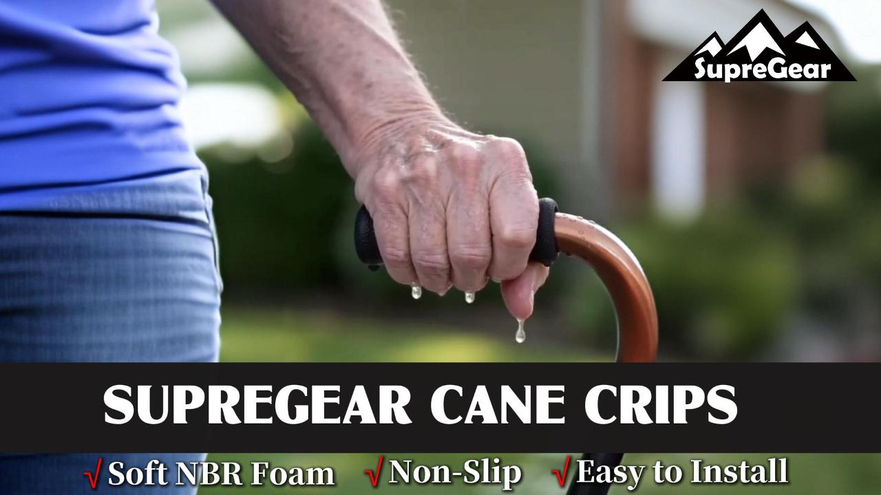 thumbnail video image 2 of SupreGear 4-Pack Cane Handle Grips for Offset & Walking Canes, Fit for 1 inch Handle, 2 of 9