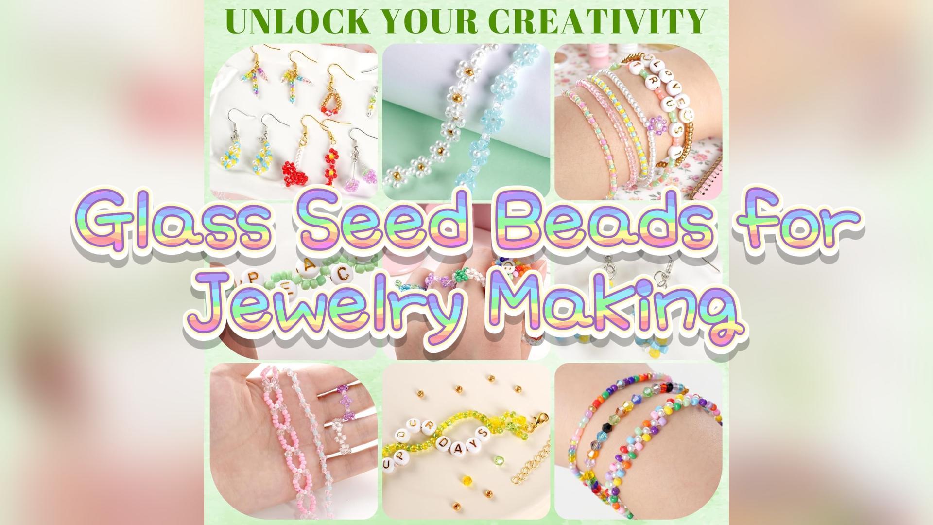 thumbnail video image 2 of Glass Seed Beads for Jewelry Making, 8800pcs 3mm Small Beads for Bracelets, Friendship Bracelet Kit for Valentine's Day DIY Crafts Gifts, Women, Adults, 2 of 10