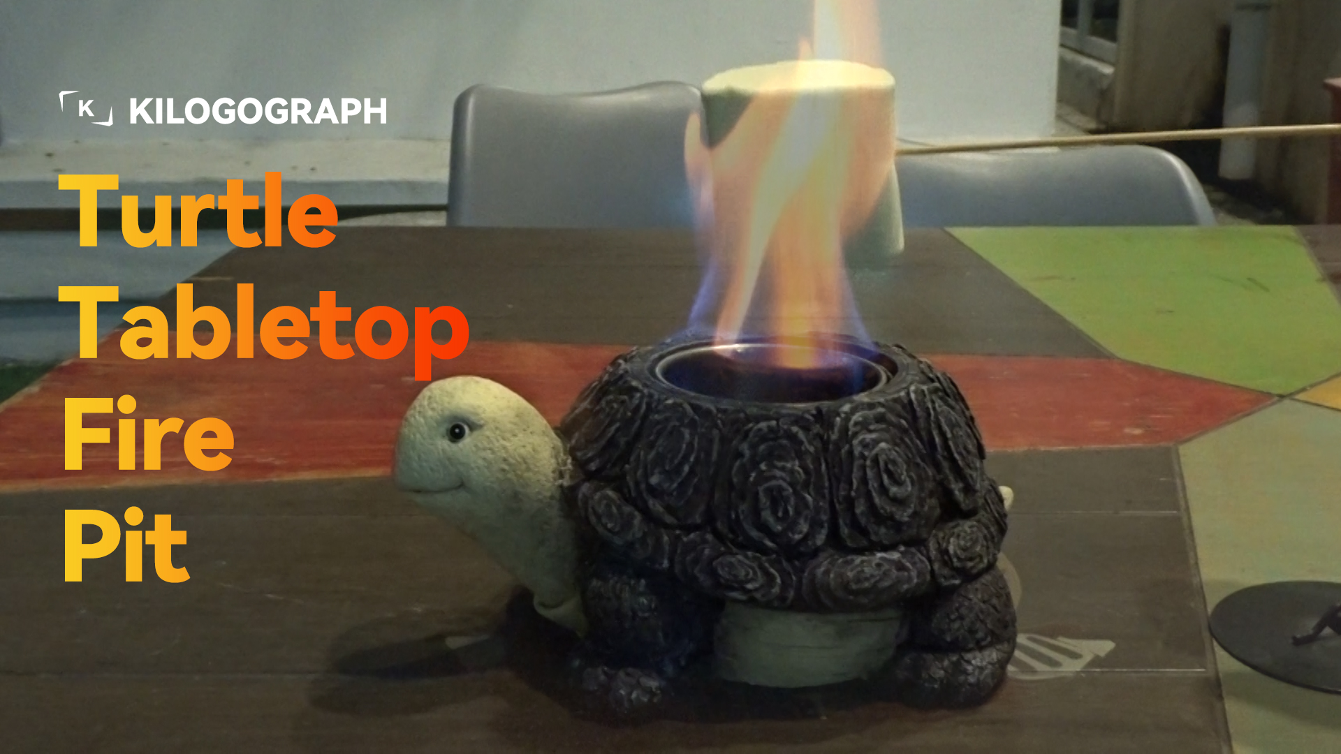 thumbnail video image 2 of KILOGOGRAPH Table Top Fire Pit - Smores Kit, Portable Outdoor Fire Pit, Balcony Decor, City Bonfire, 2 of 16