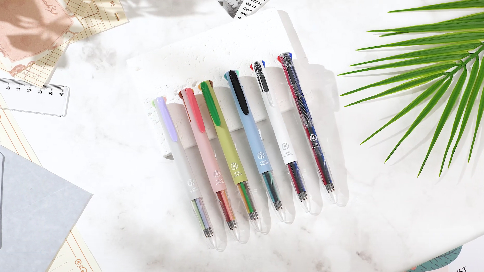 thumbnail video image 2 of Four Candies 6 PCS Multicolor Pen, 0.5mm Colored Pens, 4-in-1 Multicolor Ink Pens, 18 Colors Retractable Ink Pens for Office Supplies, 2 of 9