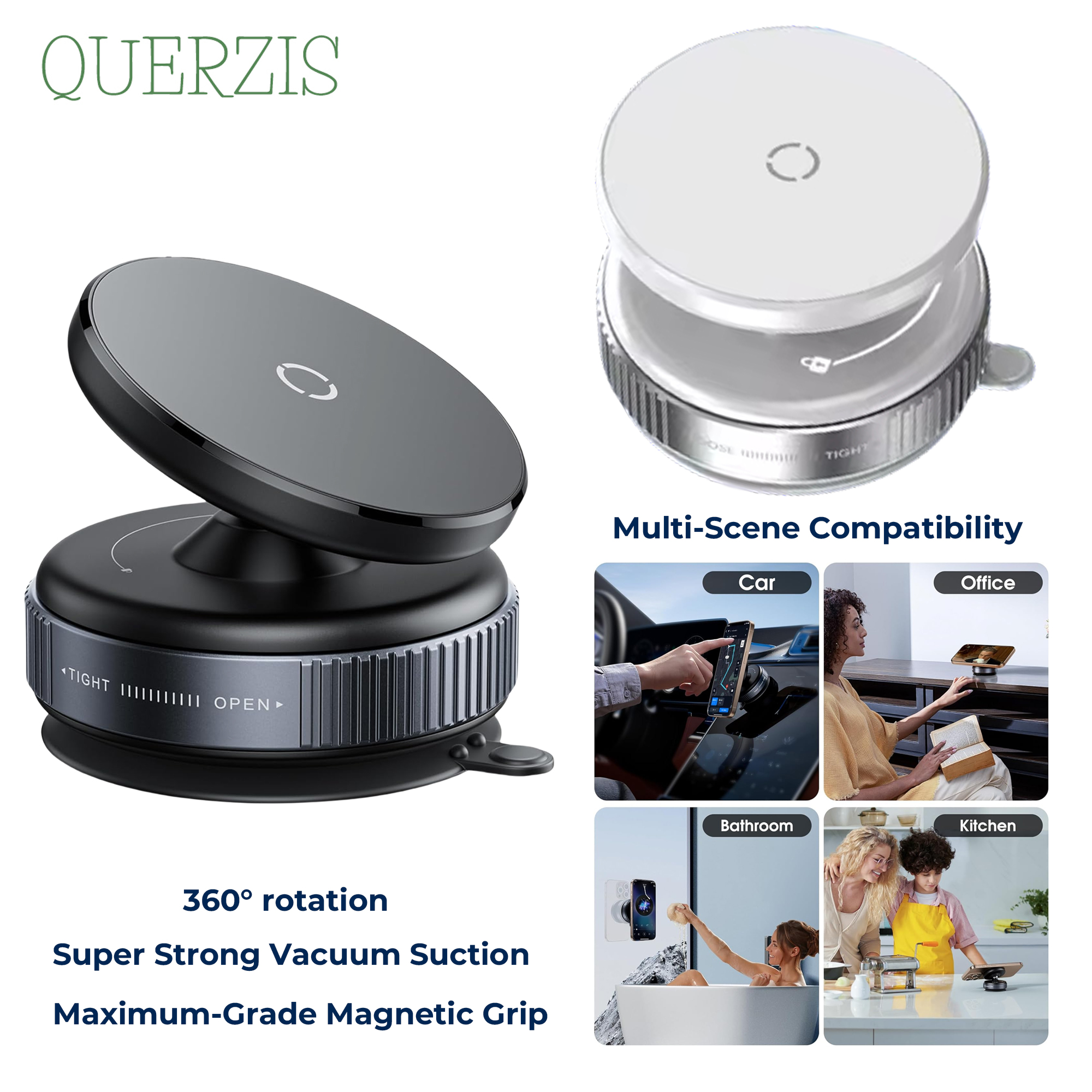 thumbnail video image 2 of Latest QUERZIS Magnetic Phone Mount for MagSafe iPhone 12–15, Black Dual-Sided for Car & Gym, 2 of 9