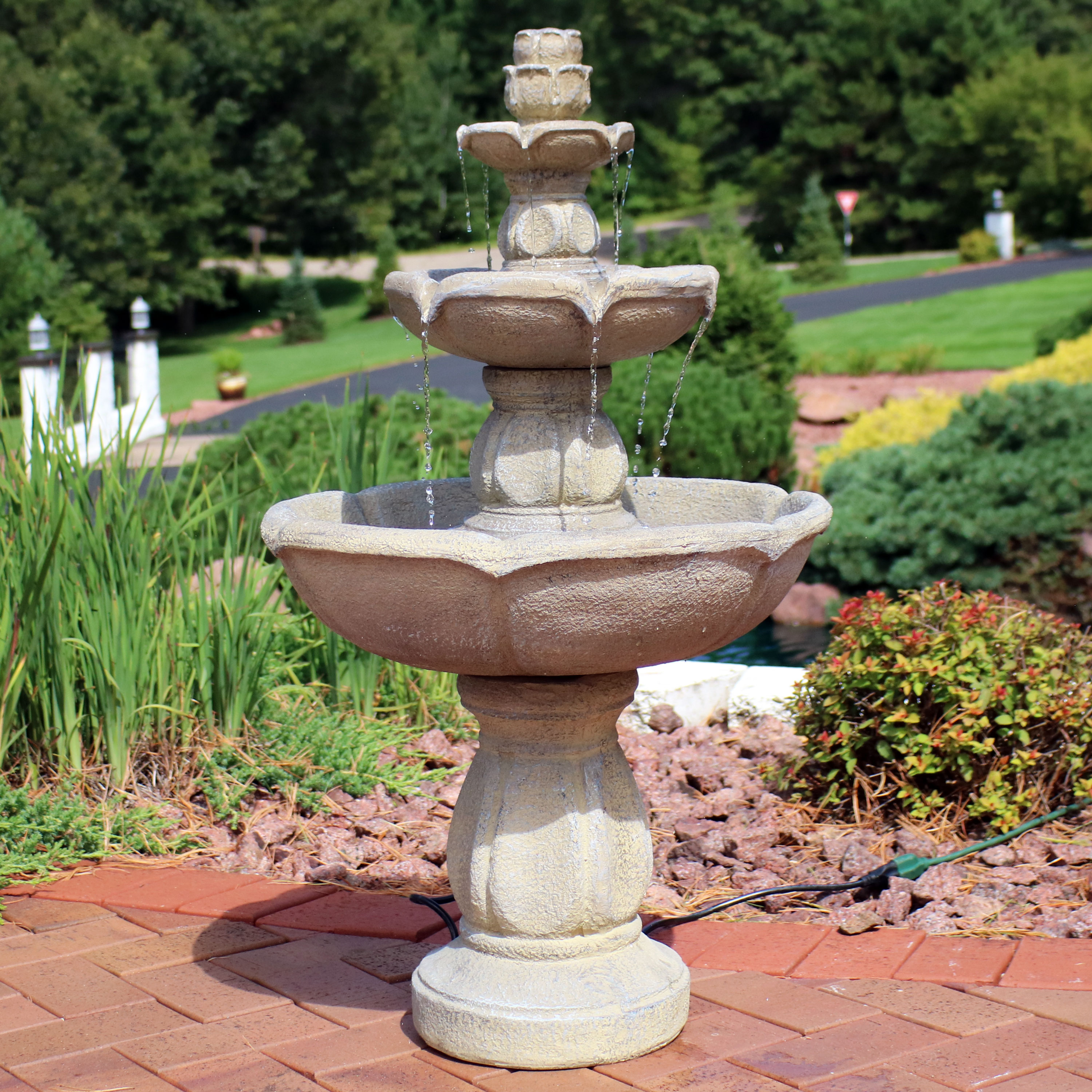 thumbnail video image 2 of Sunnydaze Birds' Delight Outdoor Water Fountain with Pump - 35" H, 2 of 14