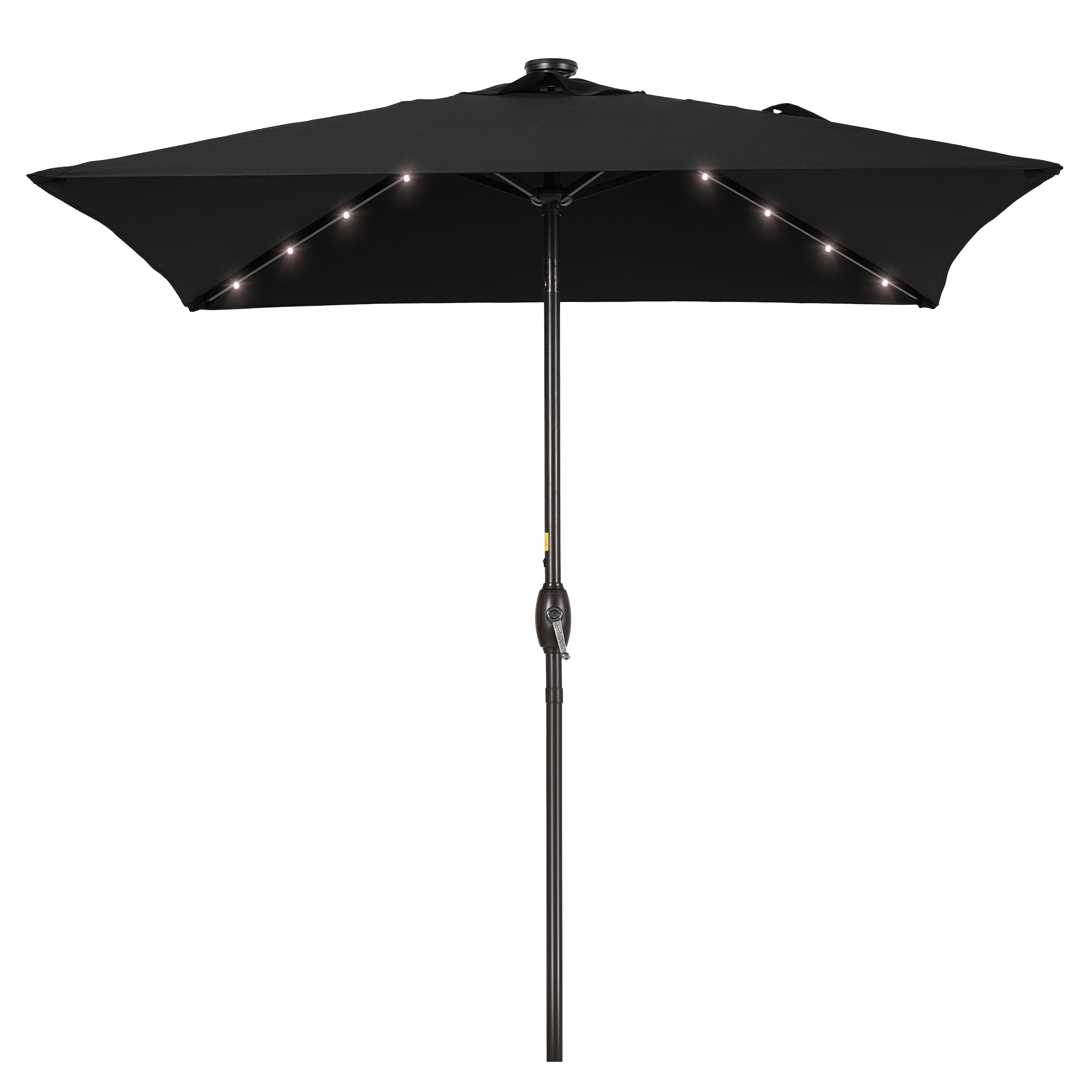 thumbnail video image 2 of ACEGOSES LED Outdoor Patio 6.5x6.5ft Deck Solar Light Market Umbrella, Outside Table Umbrellas With Polyester canopy,Black, 2 of 9