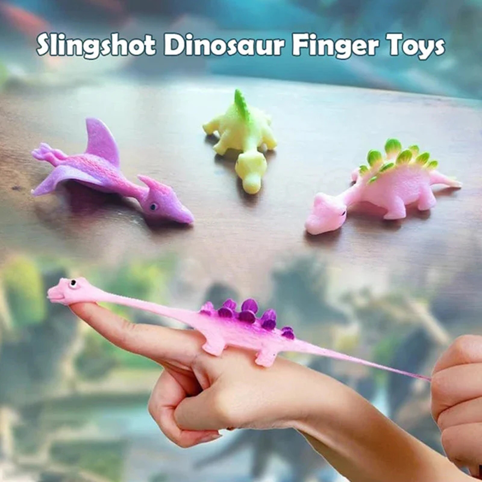 thumbnail video image 2 of Dinosaur Toys Stocking Stuffers for Teens Adults Novelty Toys & Amusements 7-Pack Dinosaur Finger Slingshot Toys Under 10 Dollars Funny Rubber Dinosaur Sling Shot Toys Bulk Birthday Party Favors, 2 of 9