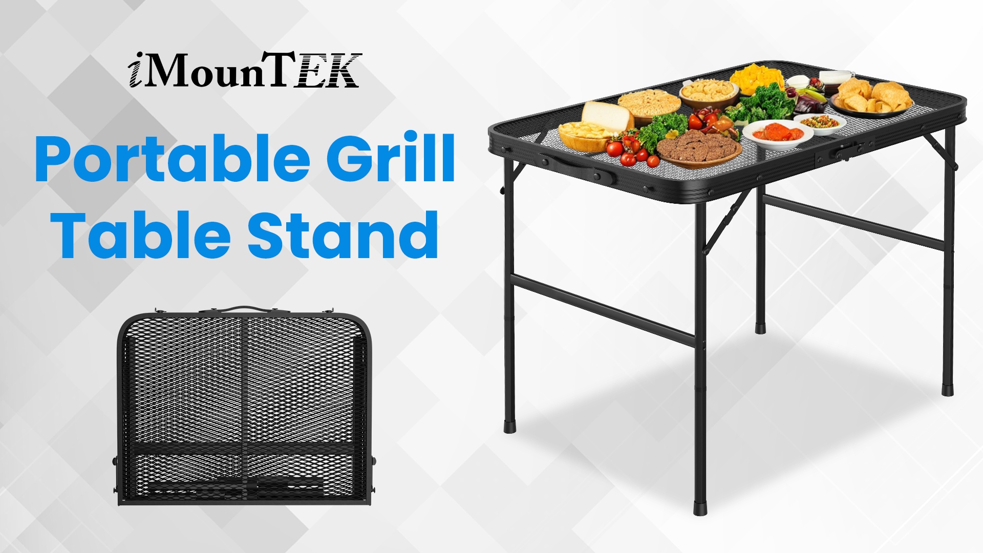 thumbnail video image 2 of Imountek Folding Camping Table, Portable Grill Table with Adjustable Height for Outdoor, 35x23x26in, 2 of 13