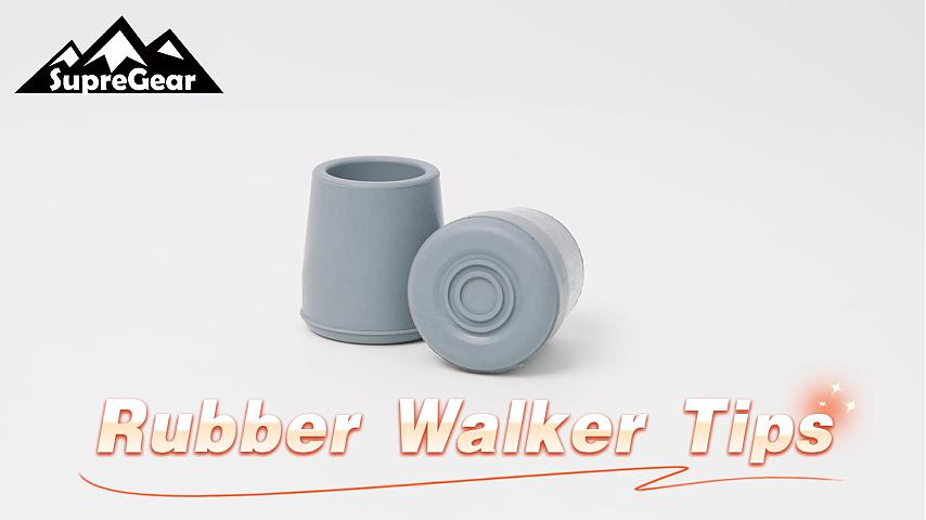 thumbnail video image 2 of SupreGear Rubber Walker Tips, Non-Skid Glide Caps with Metal Insert, 1 inch, Black, 2-Pack, 2 of 8