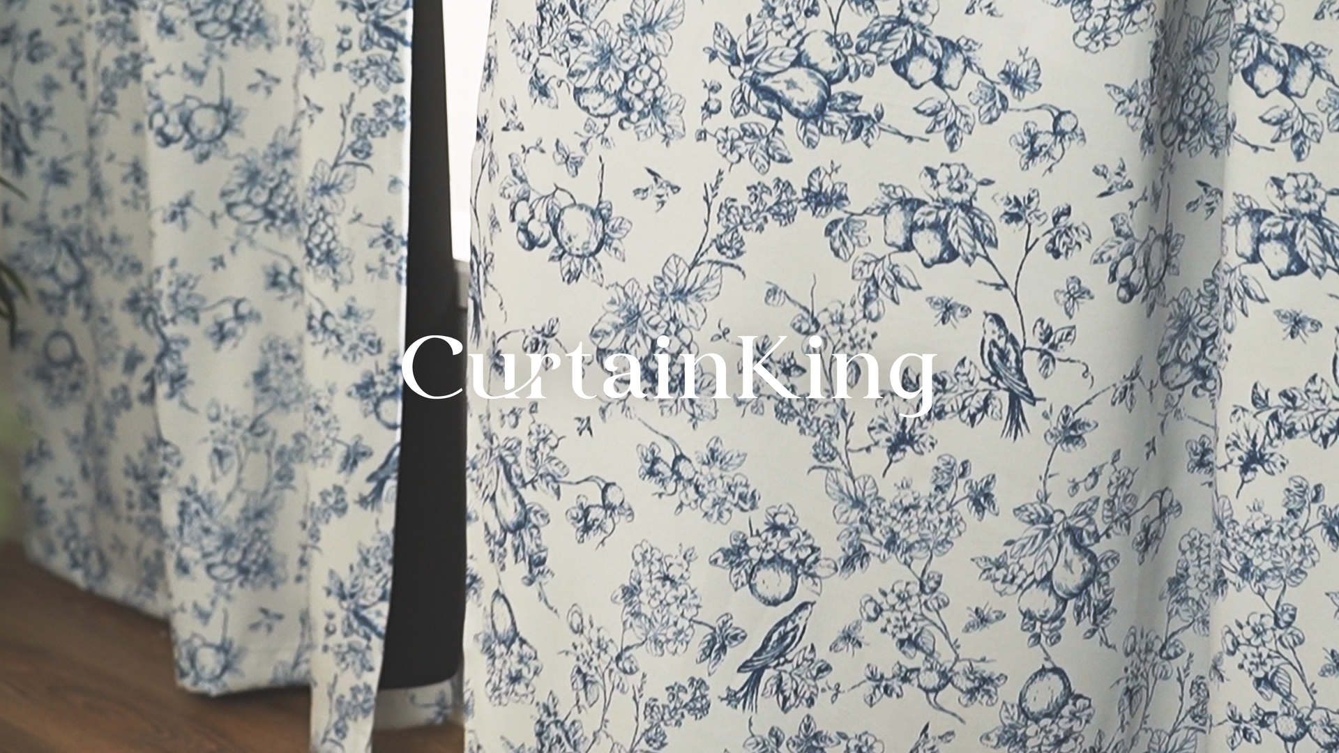 thumbnail video image 2 of CURTAINKING Blackout Curtains 84 Inch, Printed Floral French Farmhouse Curtains for Bedroom Living Room Back Tab Thermal Insulated Window Drapes, 2 Panels Gray, 2 of 10