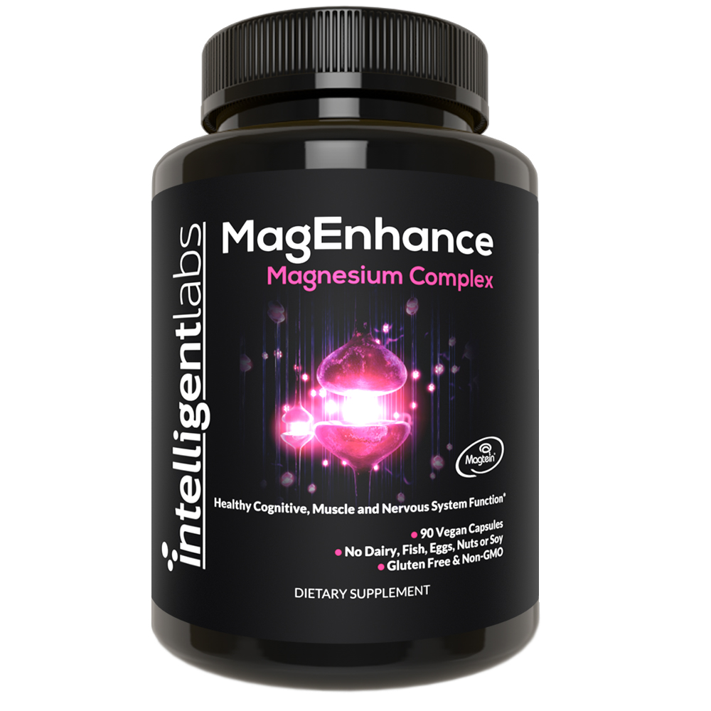 thumbnail video image 3 of Intelligent Labs MagEnhance Magtein Magnesium Complex Supplement L-Threonate with Magnesium Glycinate and Taurate, 90 Capsules, 3 of 8