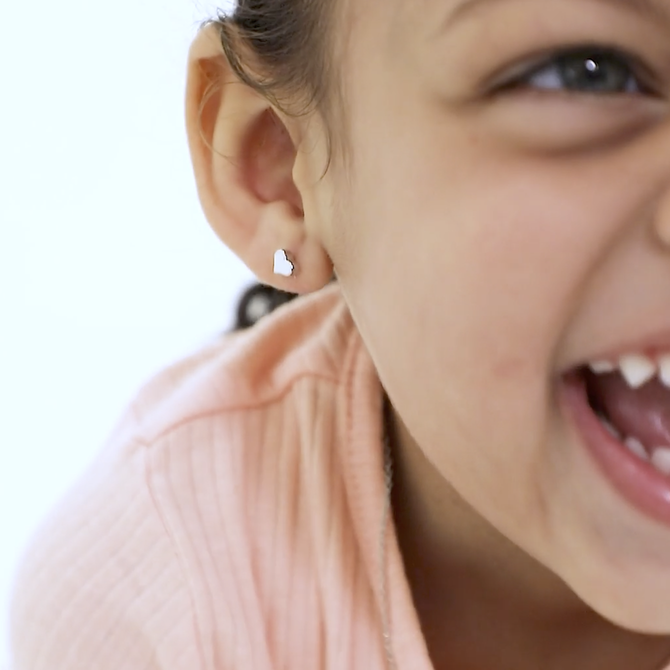 thumbnail video image 2 of Puffed Polished Heart Baby Toddler / Kids Earrings Screw Back - Sterling Silver, 2 of 8