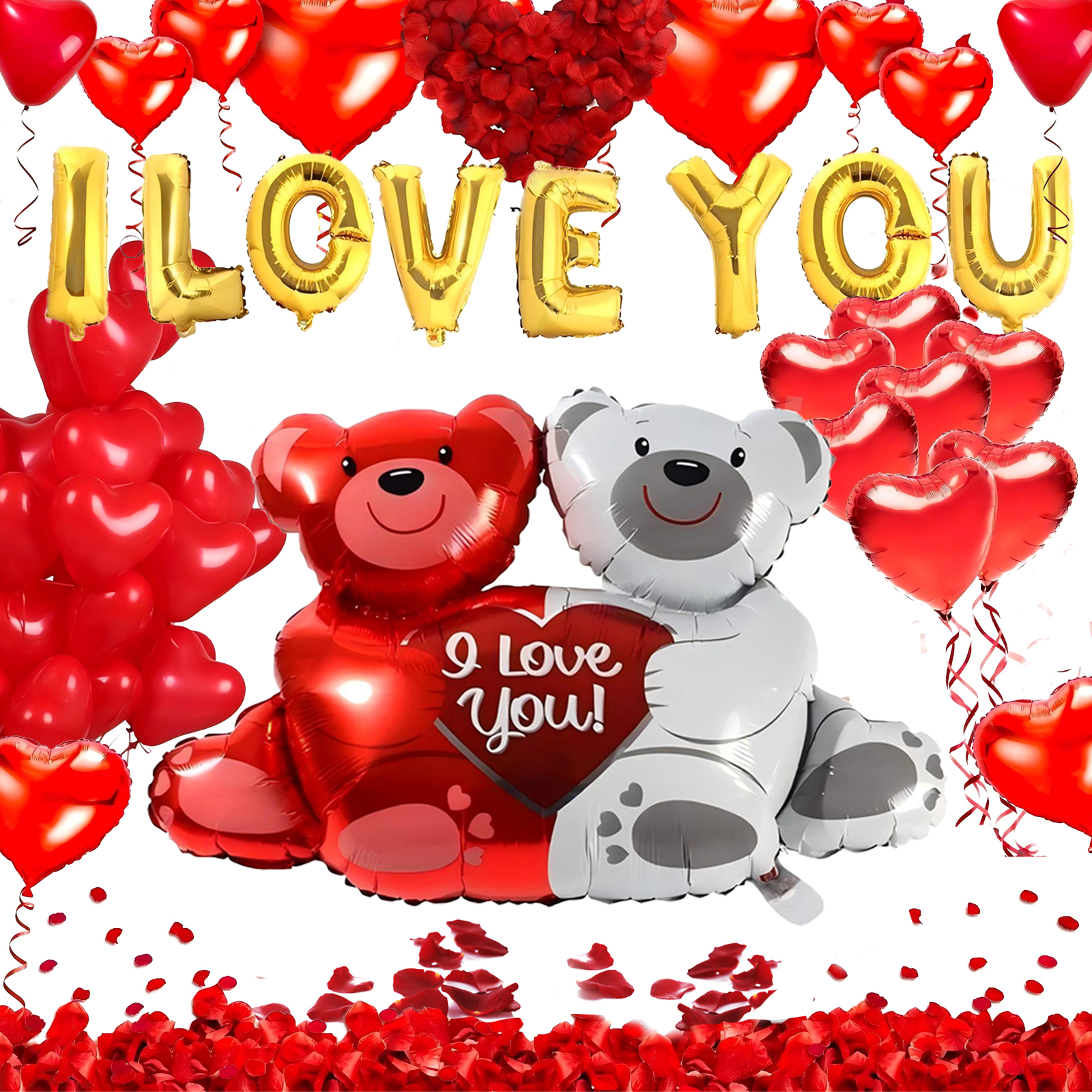 Lockways Romantic Wedding Balloon Set, Red Heart I Love You Decoration ...