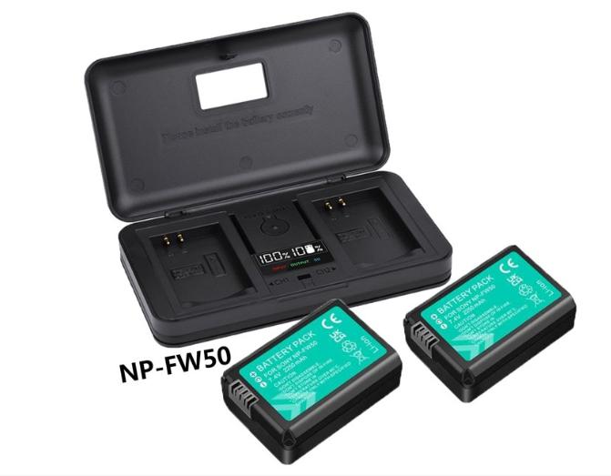 thumbnail video image 2 of NP-FW50 2 Pack 7.4V 2250mAh Battery with LCD Multi-Functional Battery Charger Case for Sony A6000, A6500, A6300, ZV-E10 A7II, A7RII, A7SII, A7S, A7S2, A7R, A7R2, A5100, RX10, 2 of 10
