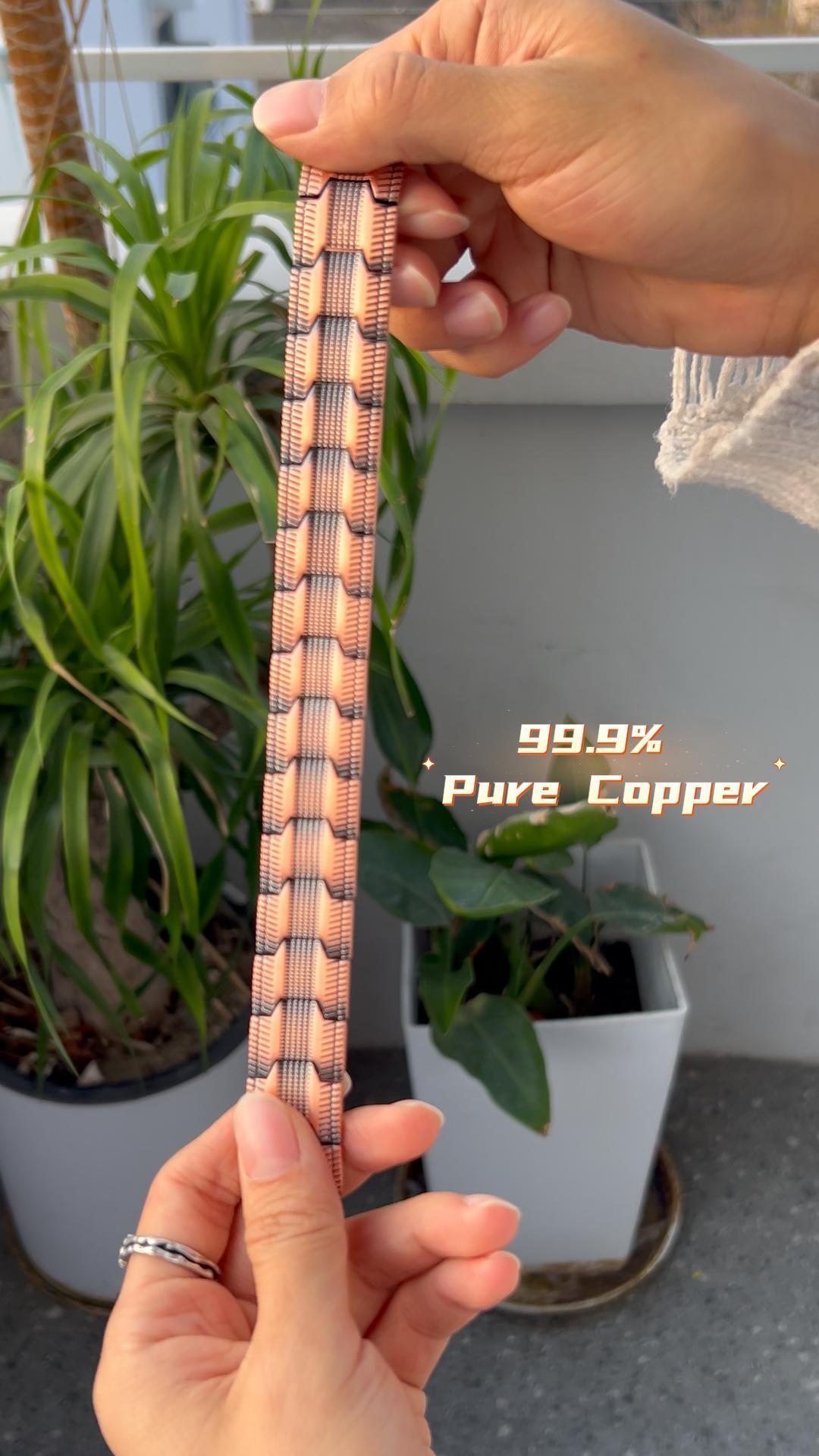 thumbnail video image 2 of Wollet 3X Copper Magnetic Bracelet for Men, 99.99% Pure Copper Wristband, Gift for Dad, 2 of 12