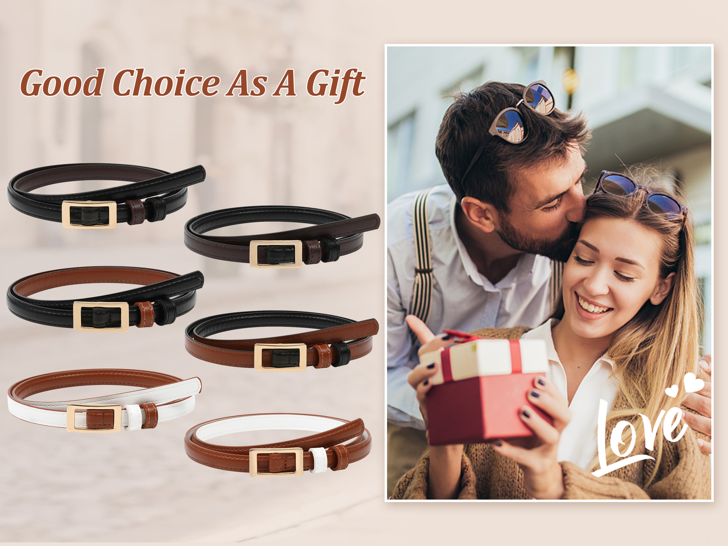 thumbnail video image 2 of AWAYTR Skinny Reversible Faux Leather Belt for Women, Hole-Free Design Gold Buckle, Thin Waist Belt for Jeans Dress Casual Formal Outfits, 2 of 11