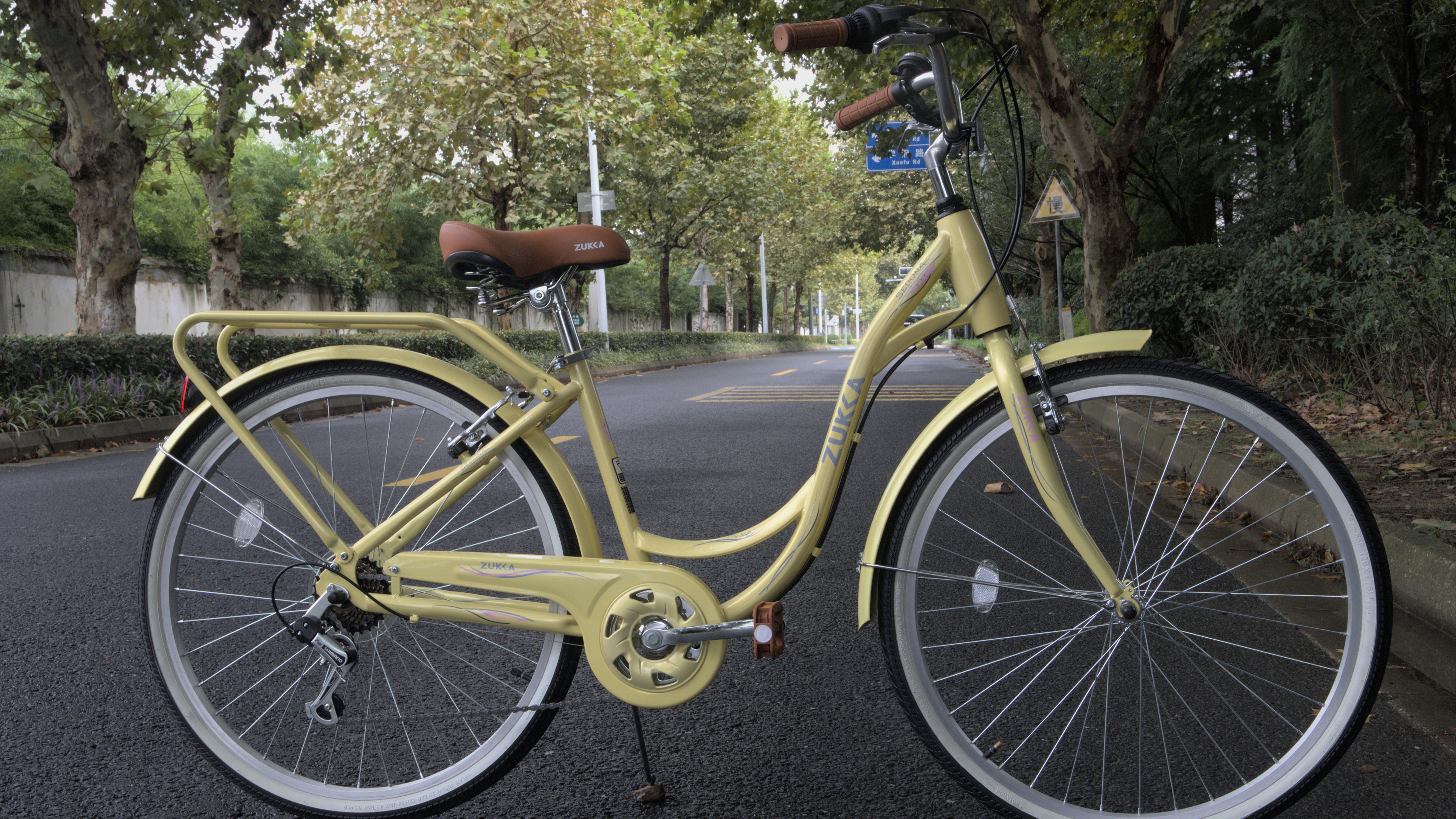 thumbnail video image 2 of Zukka 7 Speed Bike 24 inch Ladies Steel Frame Bicycle Cruiser City Commuter for Women Lady Cyan, 2 of 8