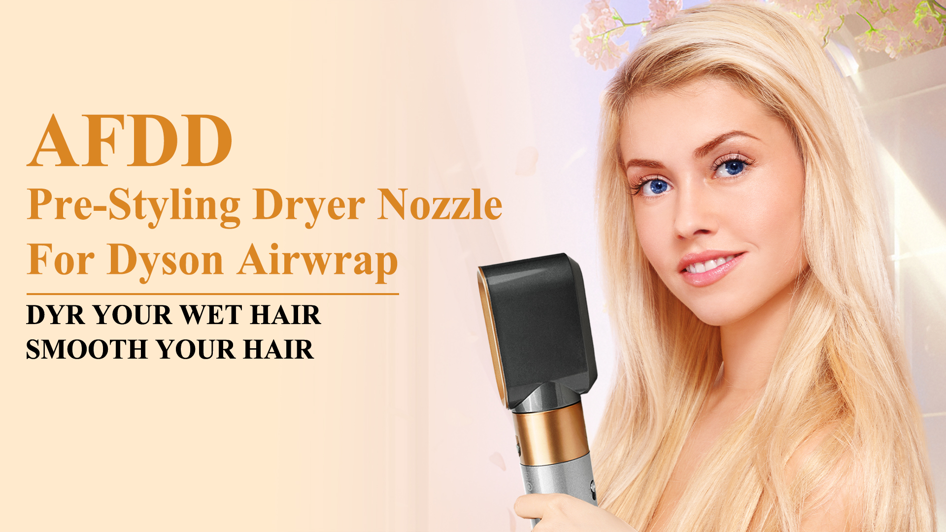 thumbnail video image 2 of AFDD Pre-Styling Dryer Attachment Nozzle compatible with Dyson Airwrap Accessories Gold Part No. 969759-01, 2 of 9