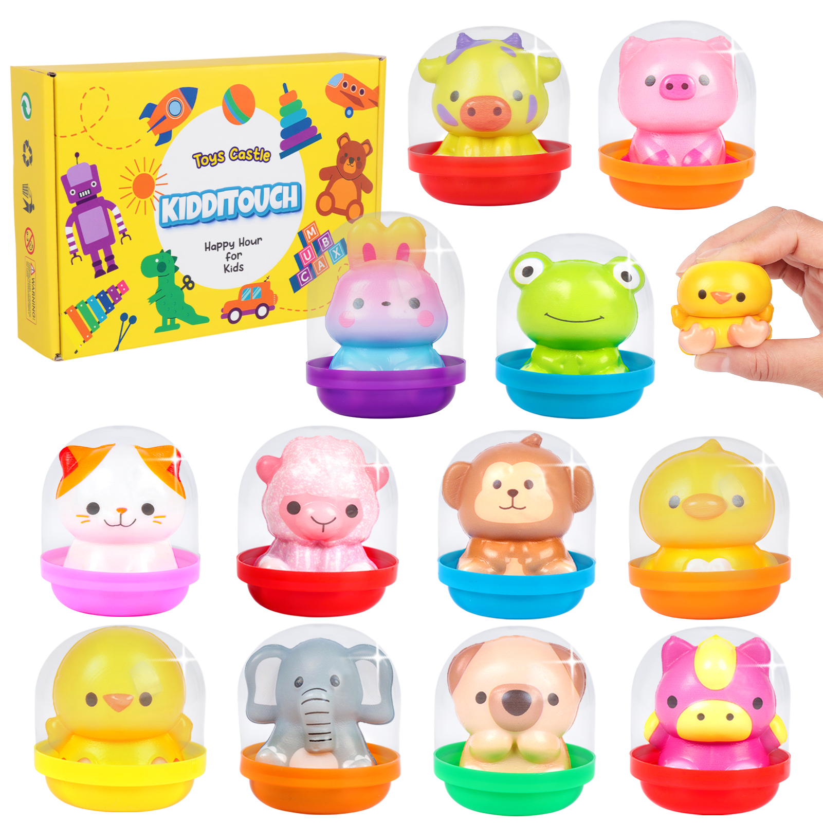 thumbnail video image 2 of KiddiTouch 12 Packs Squishy Toys, Slow Rising Stress Relief Toys for Kids Party Favors, Classroom Prizes, Birthday Gift, Goodie Bag Stuffers, 2 of 8