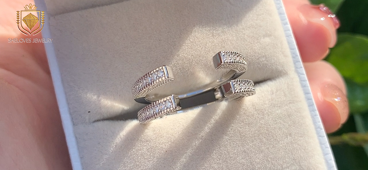 thumbnail video image 2 of SHELOVES Vintage Guard Wrap Wedding Band For Women 925 Sterling Silver Ring Enhancer for Engagement Rings Size 10, 2 of 7