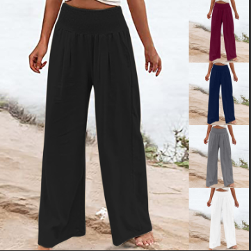 thumbnail video image 2 of DondPO Yoga Pants Women,Wide Leg Pants Woman Fashion For Women High Waisted Loose Fit Palazzo Pants Casual Beach Trendy Trouses With Two Pockets Lounge Pants Women,Pants for Women,Navy Pants 3XL, 2 of 7