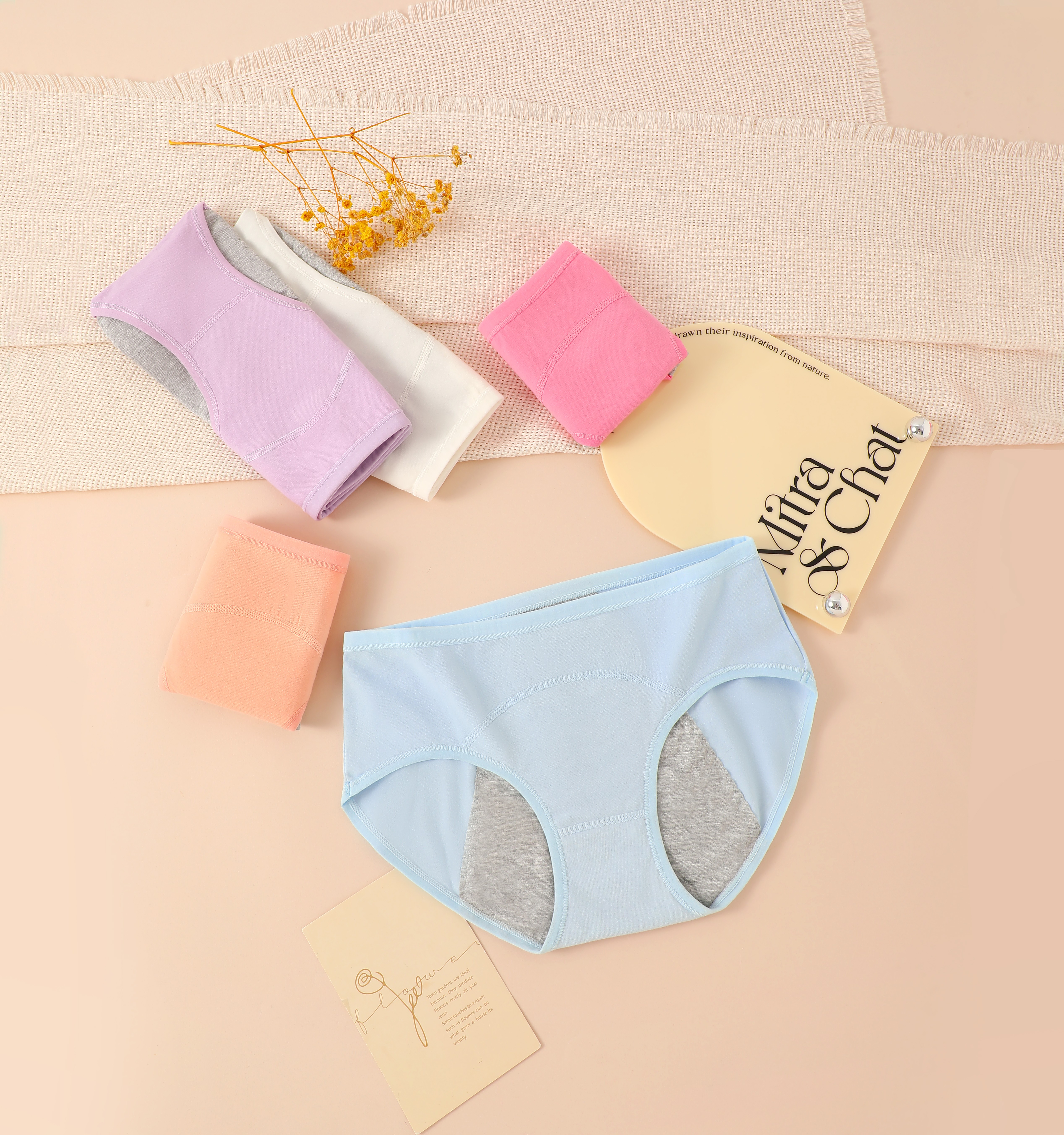 thumbnail video image 2 of Hbhpov Women's Protective Cotton Menstrual Period Panties Leakproof Briefs 5 Count, Size XS-XL, 2 of 7