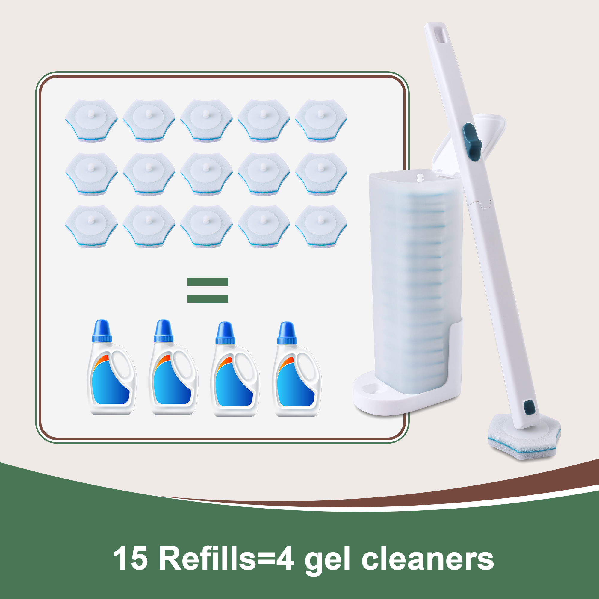 thumbnail video image 2 of Eyliden Toilet Bowl Brush and Holder Kit 15 Disposable Scrubber, Wall Mount, 2 of 8