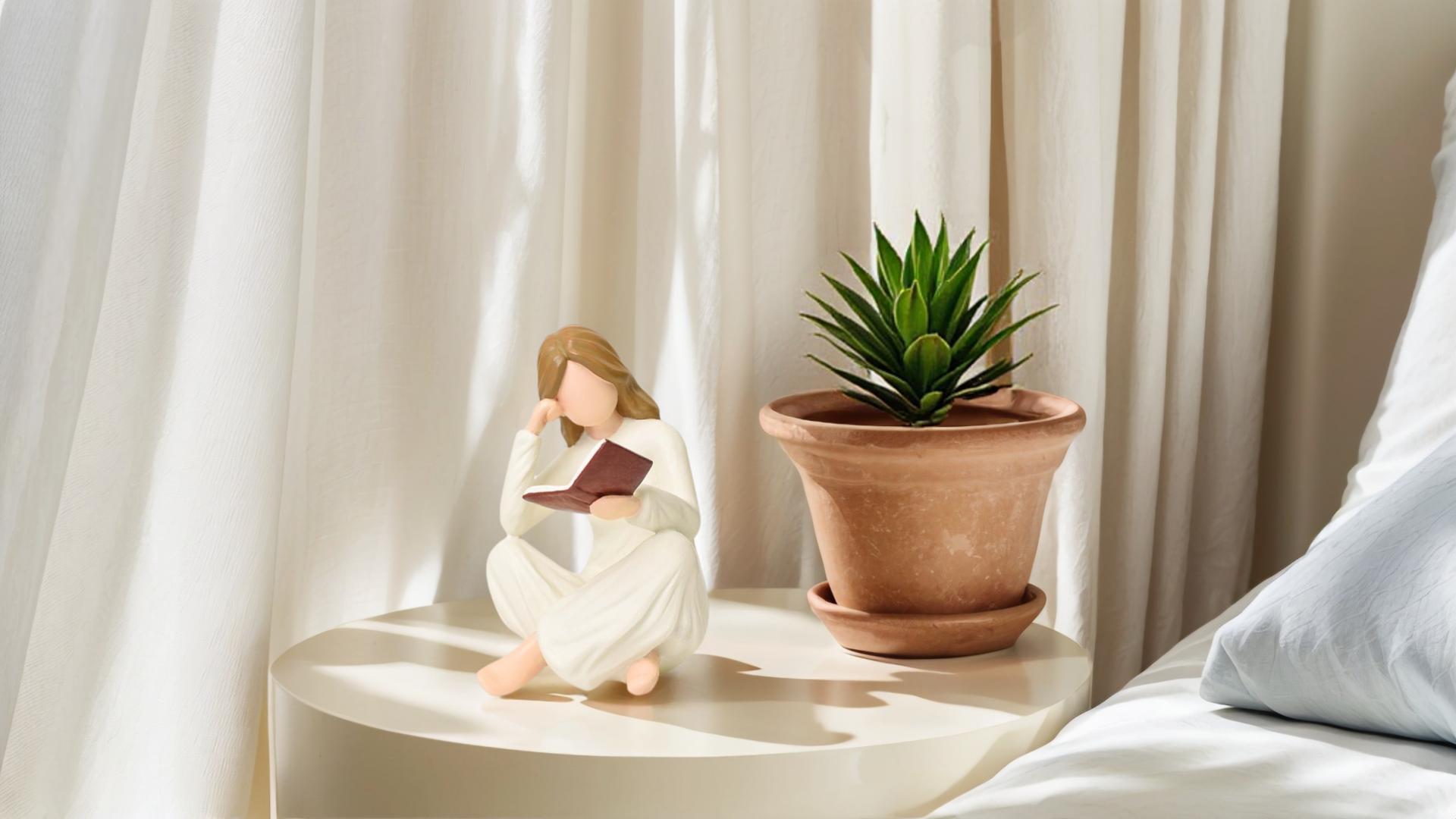 thumbnail video image 2 of thovorrnl Book Lover Gifts for Women, Thinker Reading Statues for Home Book Decor, Resin Figurines Teacher Graduates Gift Aesthetic Bookshelf, 2 of 8