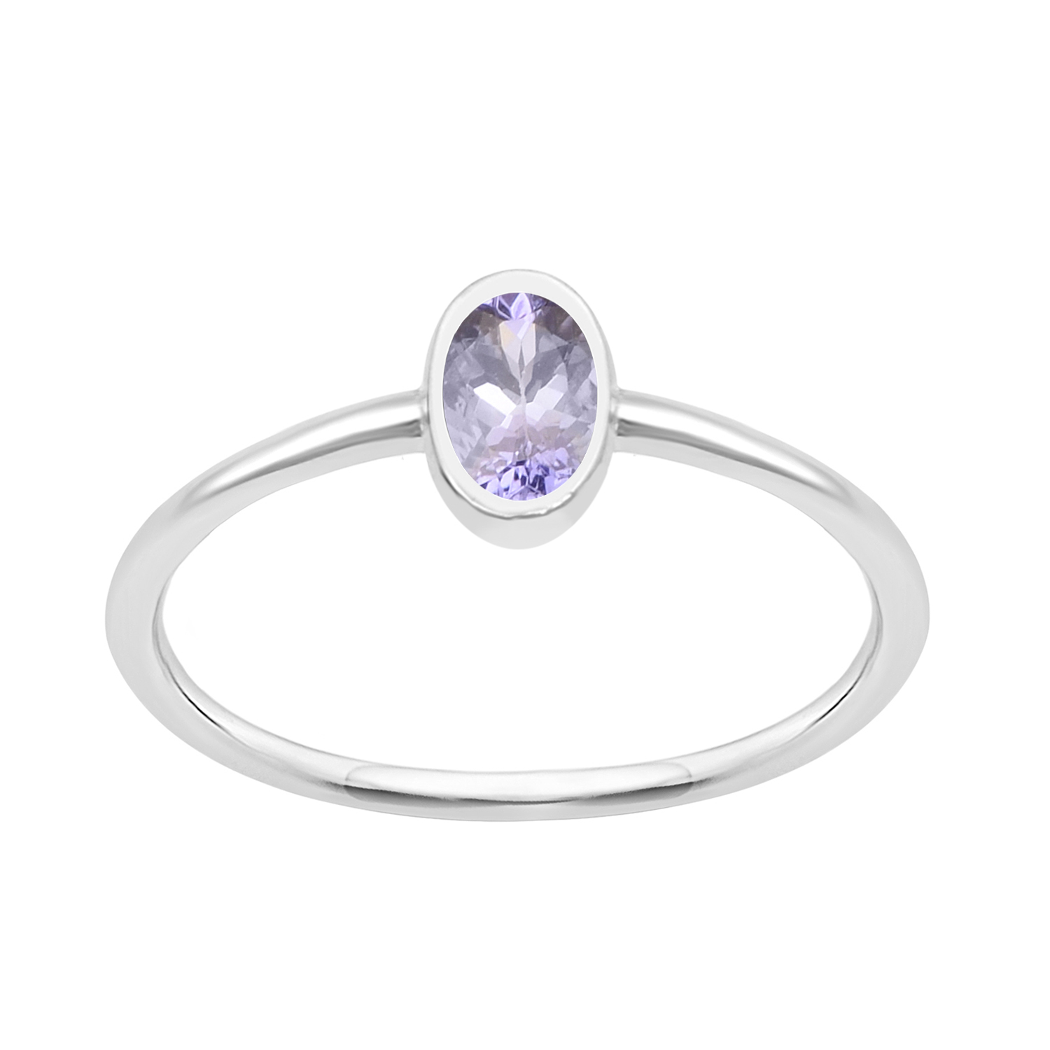 thumbnail video image 2 of Bezel Set 5X3mm Oval Cut Tanzanite 925 Sterling Silver Solitaire Women Stacking Ring, 2 of 7