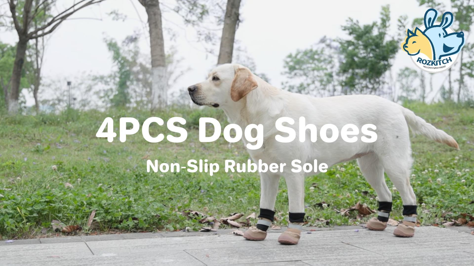 thumbnail video image 2 of ROZKITCH 4PCS Dog Shoes for Small Dogs,Anti-Slip Dog Boots for Winter Snowy Day,Summer Hot Pavement,Water-Resistant in Rainy Weather,Outdoor Walking,Indoor Hardfloors,#0, 2 of 8